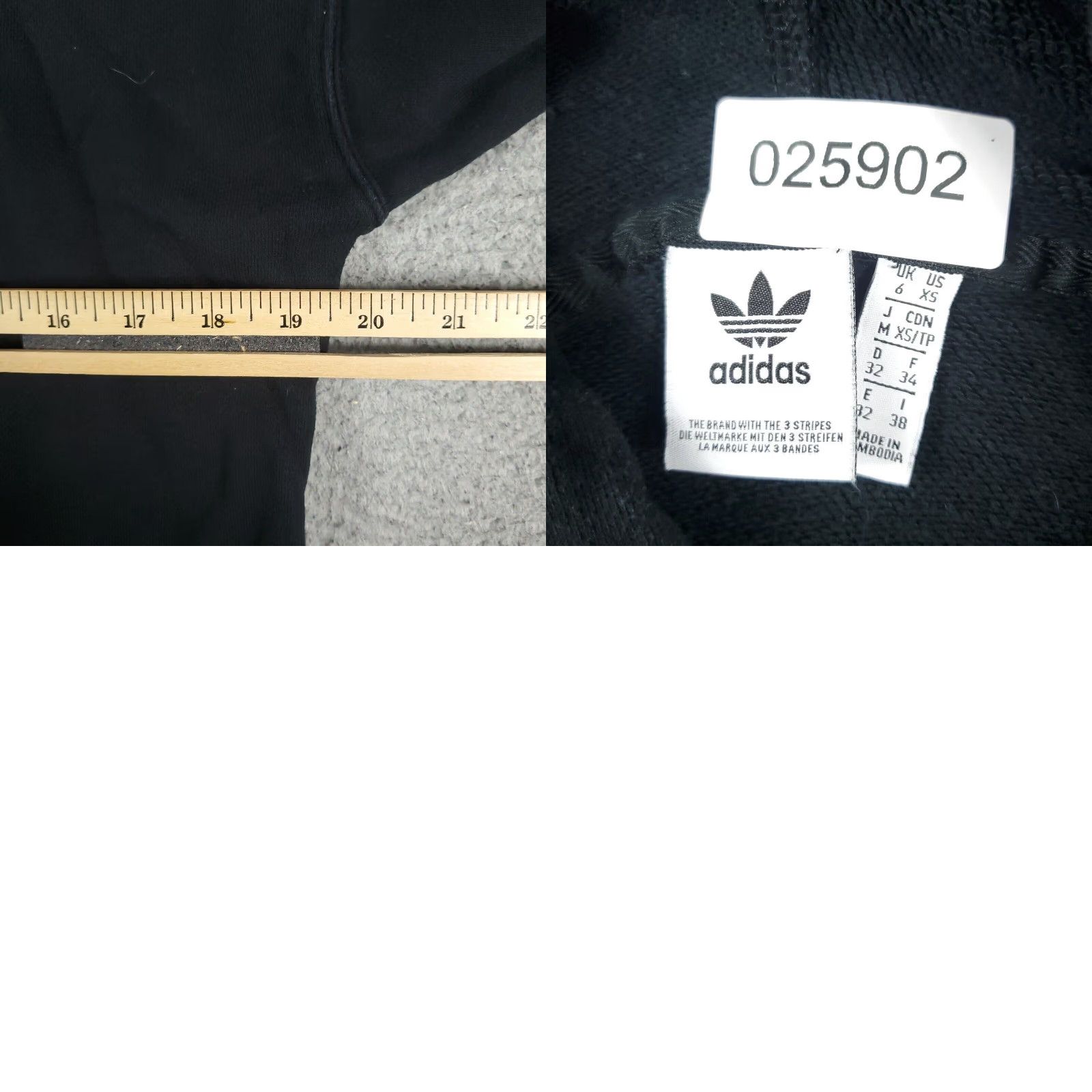 Adidas Adidas Hoodie Womens XS Black White Cropped Pullover Sweatshirt Cotton Blend Logo Size XS / US 0-2 / IT 36-38 - 8 Thumbnail