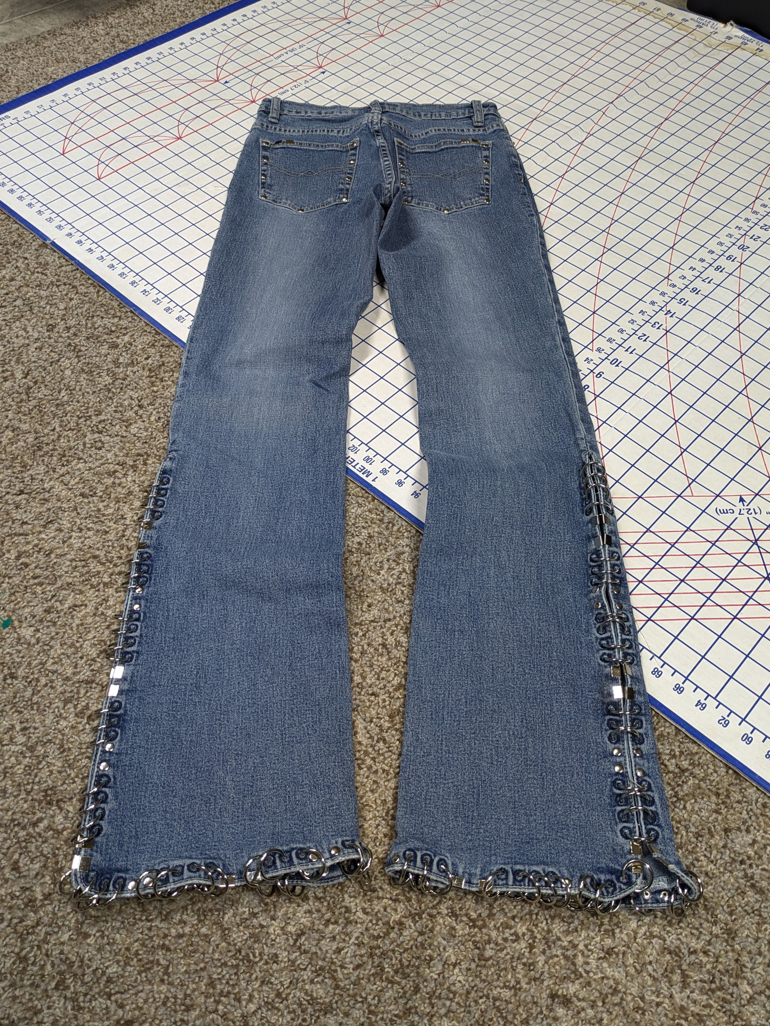 Japanese Brand Vintage Pierced Studded Emo Punk Flared Jeans by Fox size 1 Size 27" / US 4 / IT 40 - 3 Thumbnail