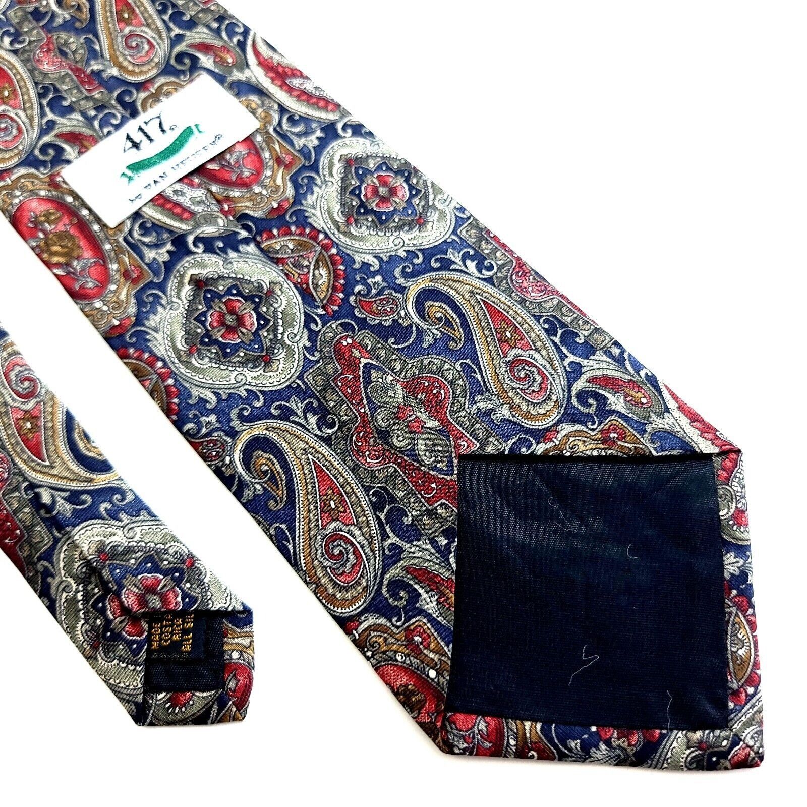 Van Heusen Van Heusen 417 Blue Red Paisley Print Short Wide Silk Tie Size ONE SIZE - 6 Thumbnail