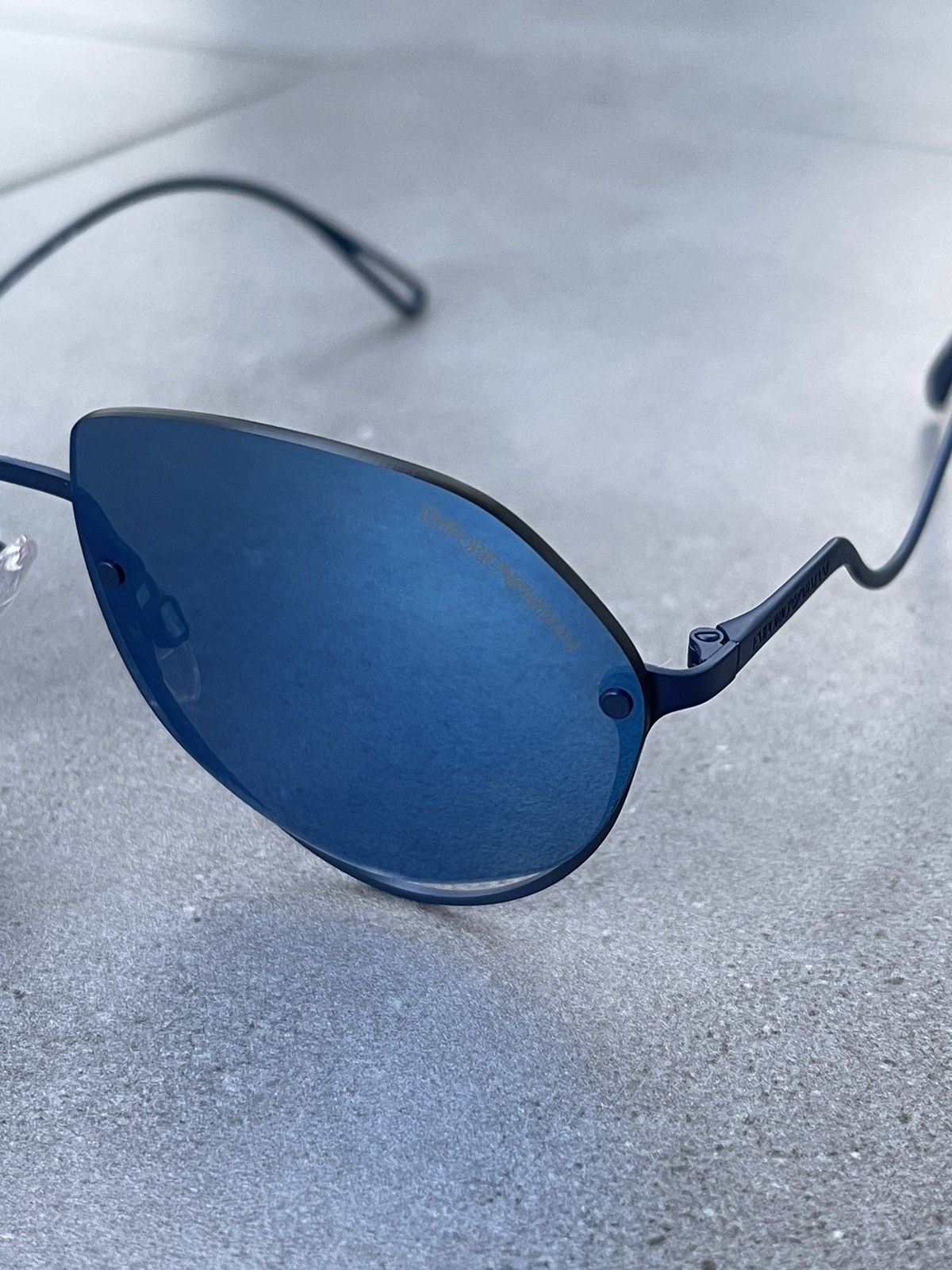 Emporio Armani Emporio Armani EA2137 3018/55 Blue Aviator Sunglasses Size ONE SIZE - 6 Thumbnail