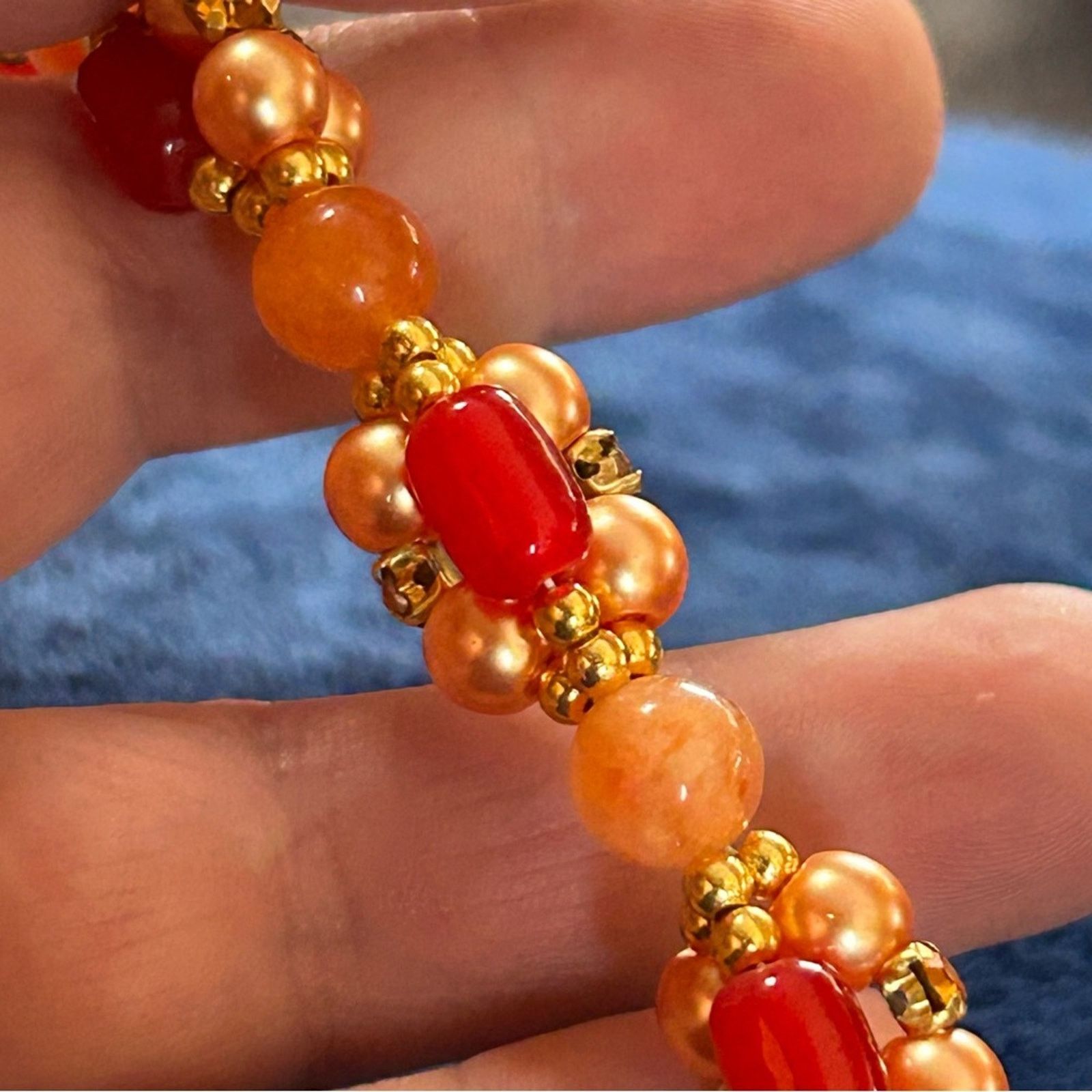 Handmade Handcrafted elegant glam mango twist orange jade bracelet Size ONE SIZE - 3 Thumbnail