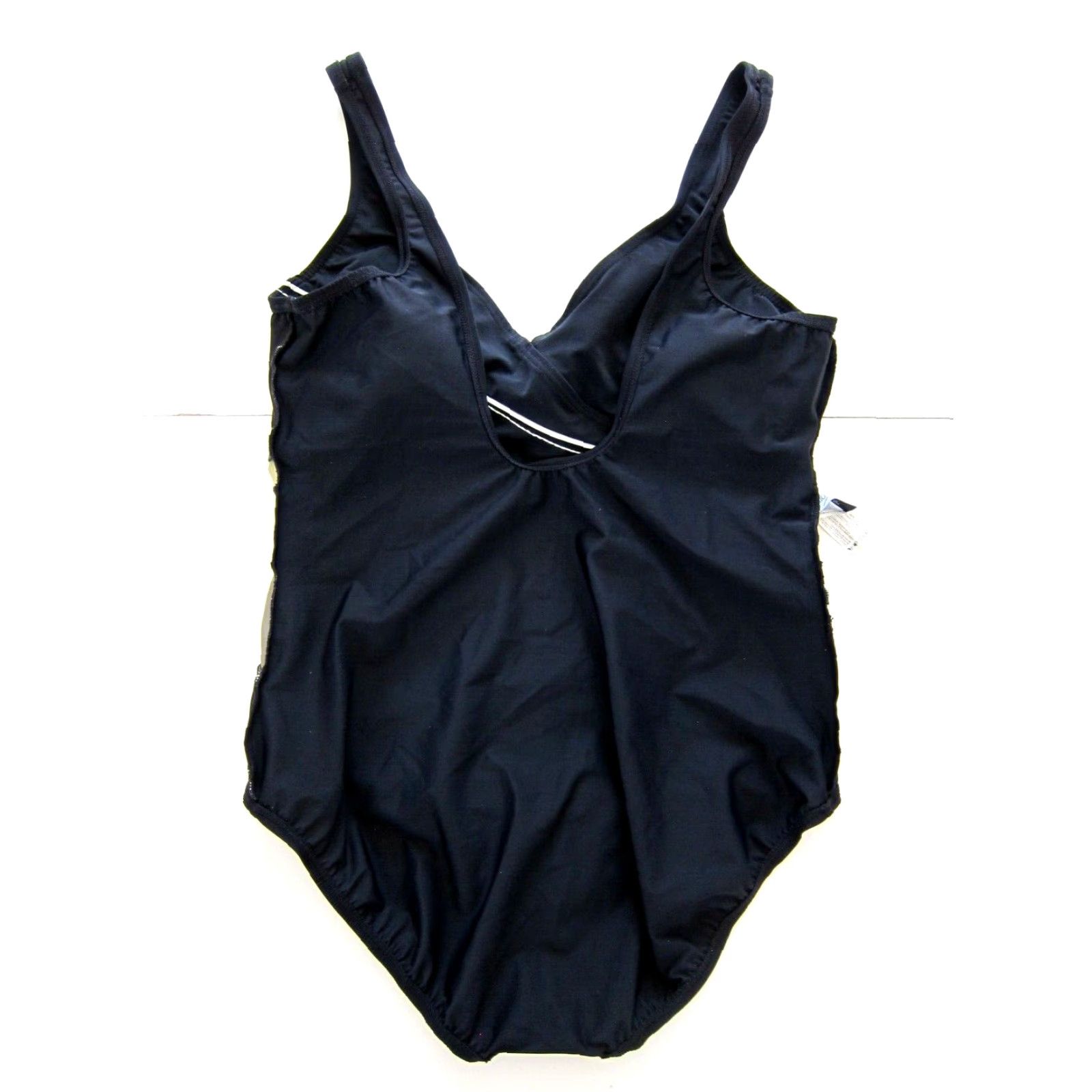 Vintage Fantasizer Black Brown Stripe Slimming Built In Bra One Piece Swimsuit 16 Size ONE SIZE - 5 Thumbnail