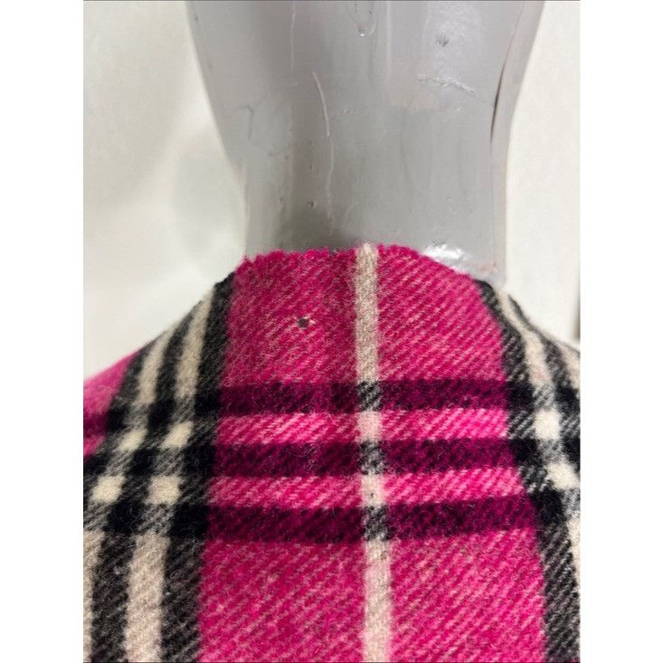 Burberry VTG Burberry Nova Check Fuchsia Plaid Lambswool Wool Fringe Size ONE SIZE - 6 Thumbnail