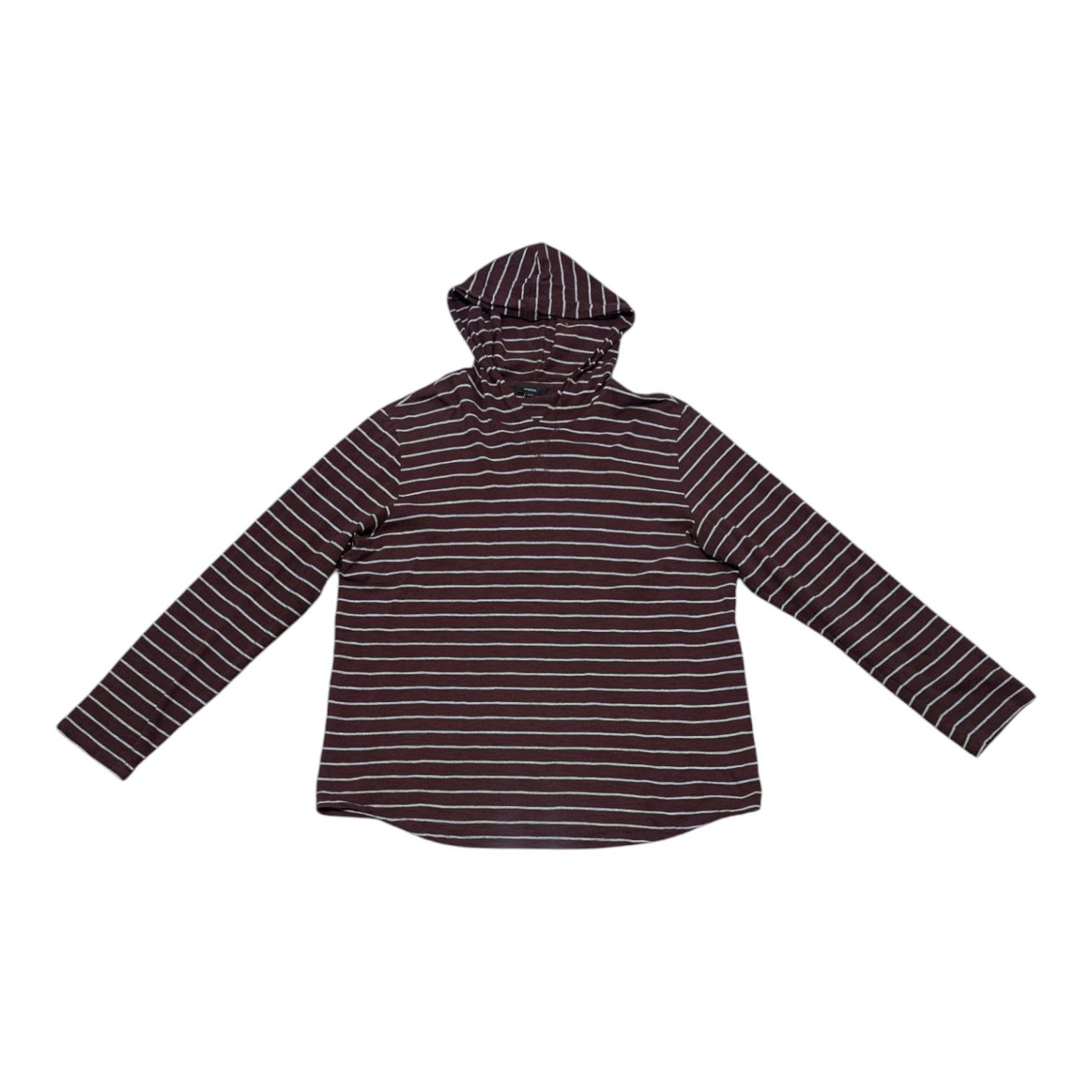 Vince Vince Fine Stripe Slub Cotton Hoodie Brown Gray Maroon XL Size US XL / EU 56 / 4 - 1 Thumbnail
