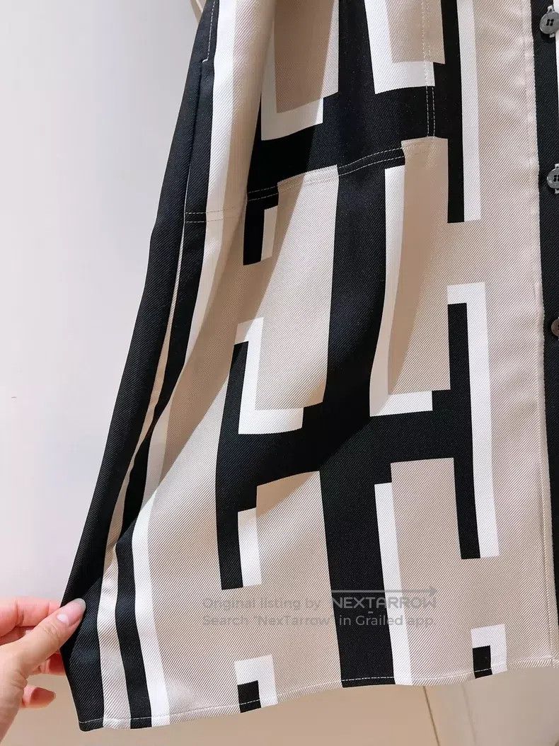 Hermes Hermes Milk Black Full Logo Silk Shirt Dress Size XXS / US 00 / IT 34 - 5 Thumbnail