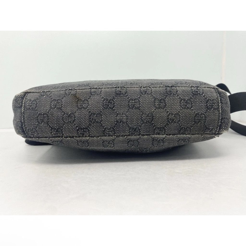 Gucci Gucci Black Denim Monogram Hobo Half Moon Shoulder Bag Size ONE SIZE - 4 Thumbnail
