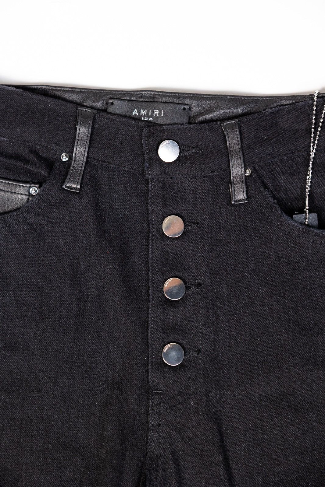 Amiri Amiri Leather & Denim Cropped Flare Pants Size US 26 / EU 42 - 2 Thumbnail