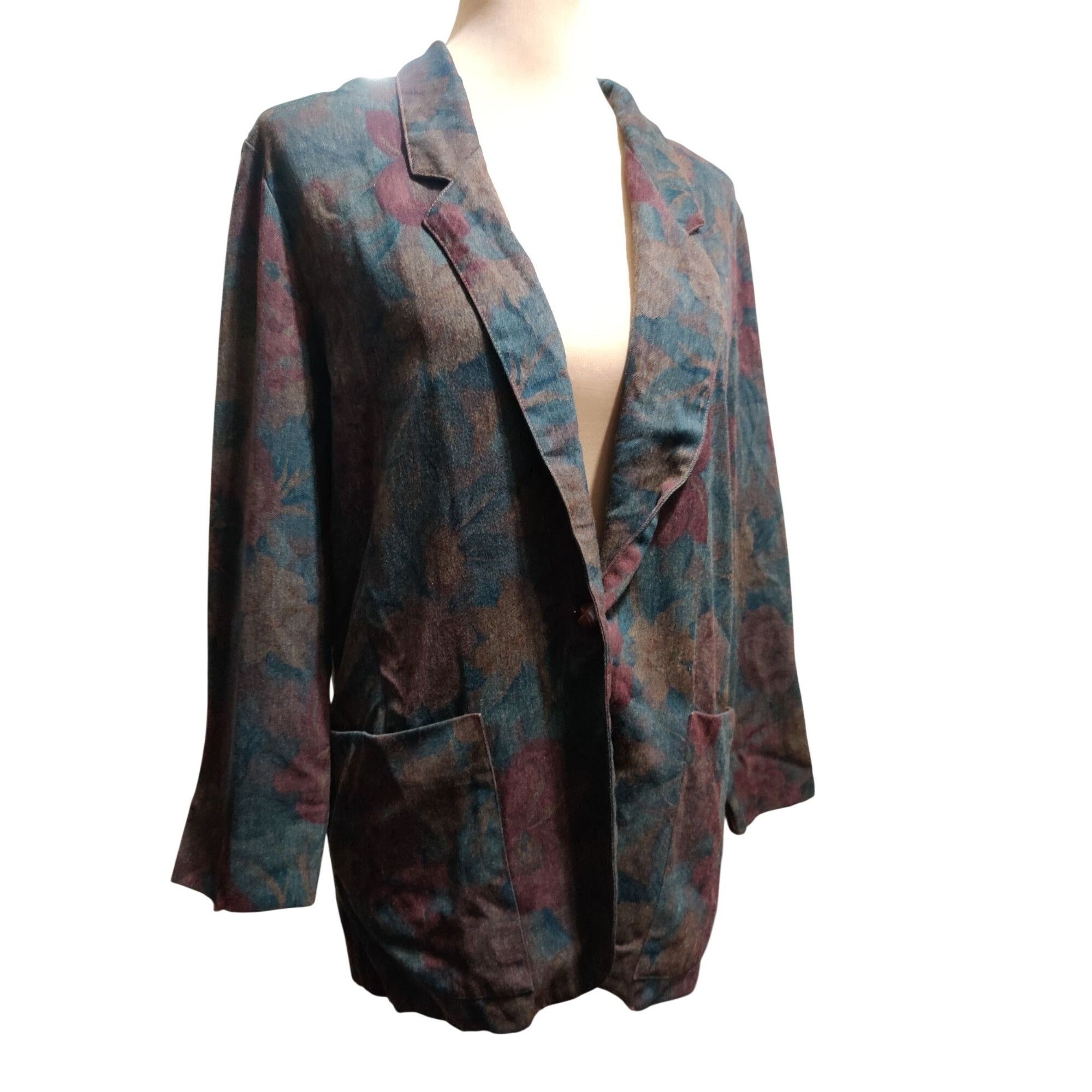 Vintage Tofy Size 8 Vintage Floral Oversized Blazer Jacket Grunge Co Size M / US 6-8 / IT 42-44 - 11 Thumbnail