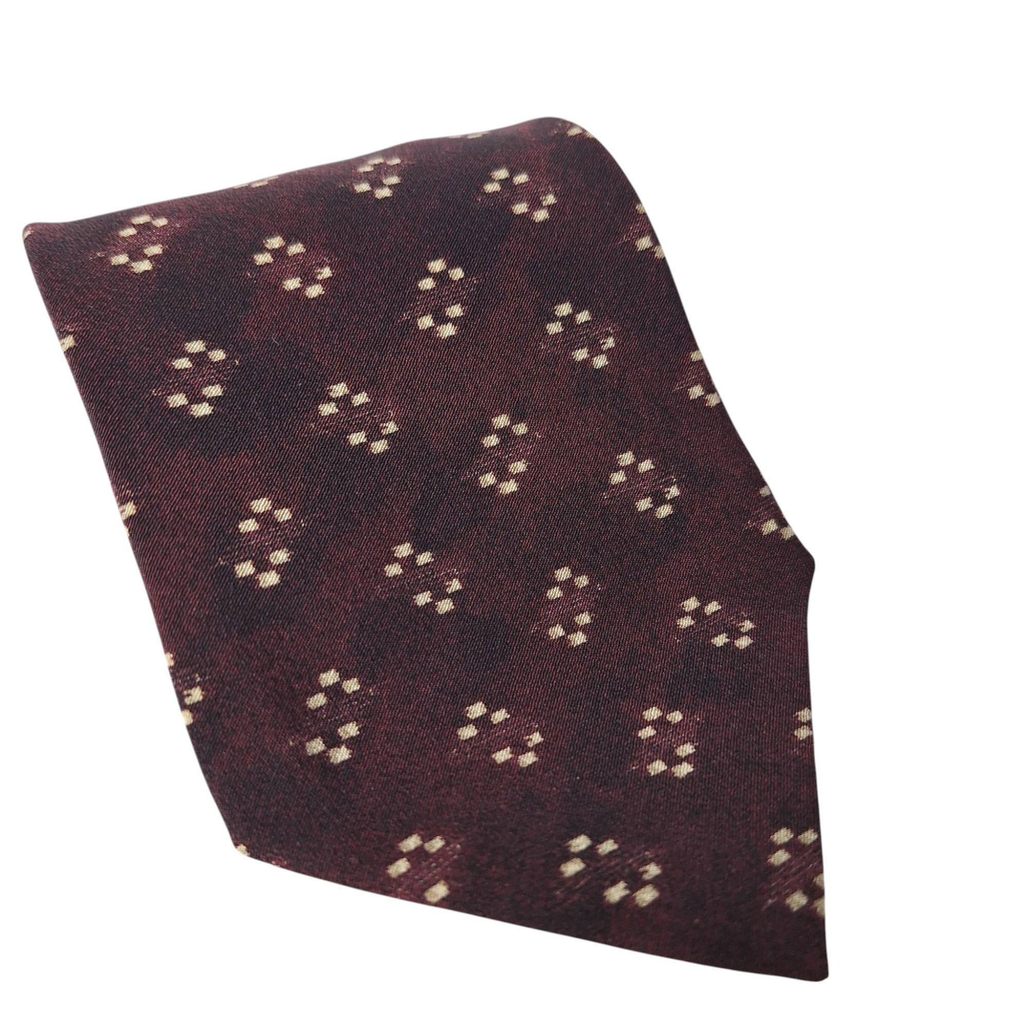 Hugo Boss Hugo Boss Silk Tie Burgundy Tan Diamond Geometric Pattern Ma Size ONE SIZE - 1 Thumbnail