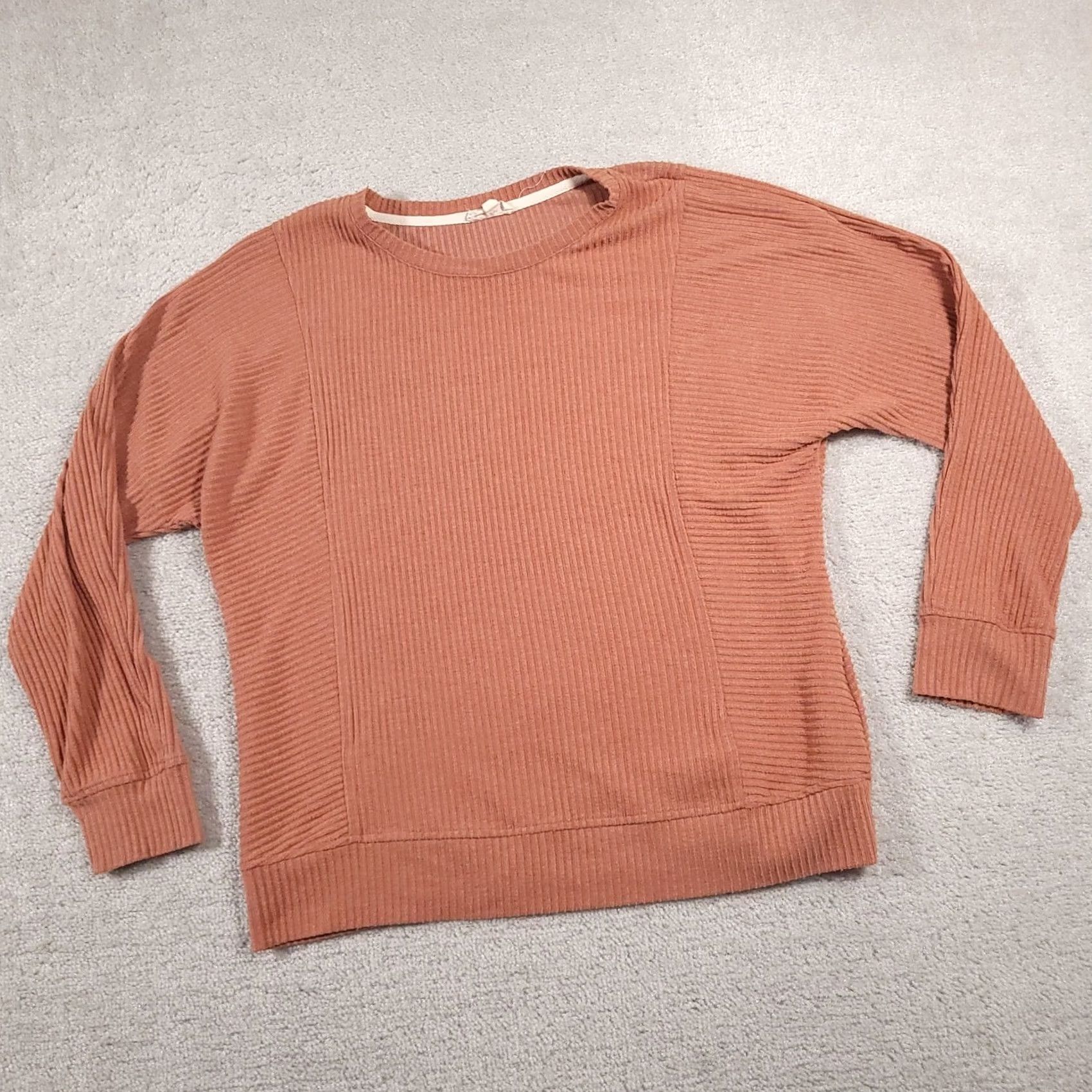 Vintage Rose and Delaney Sweater Womens Medium Orange Ribbed Pullover Crewneck Soft Cozy Size M / US 6-8 / IT 42-44 - 2 Thumbnail