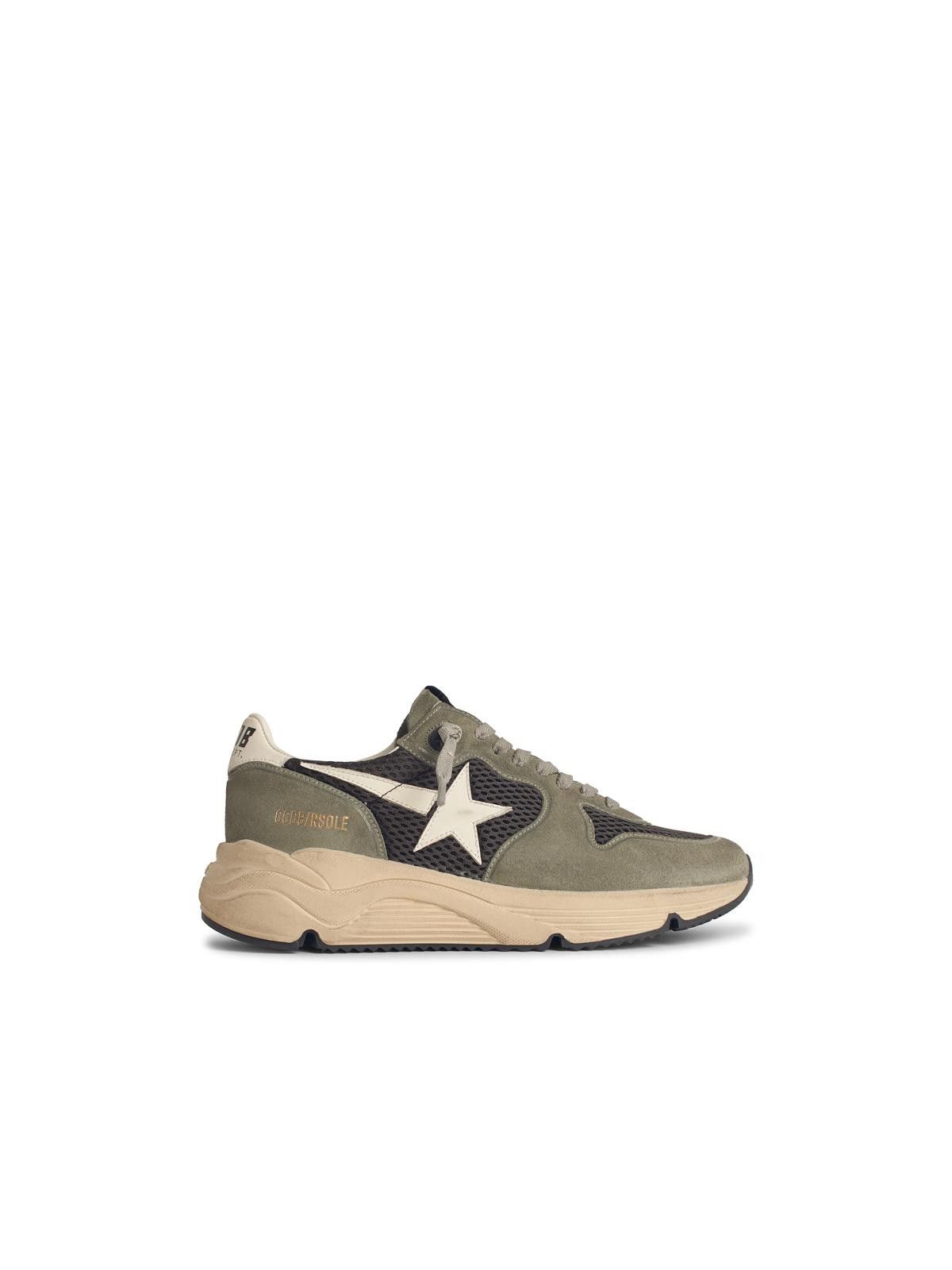 Golden Goose Running Sole' In Green Suede With White Leather Star And Heel Shoes, Men's (Size 10)
