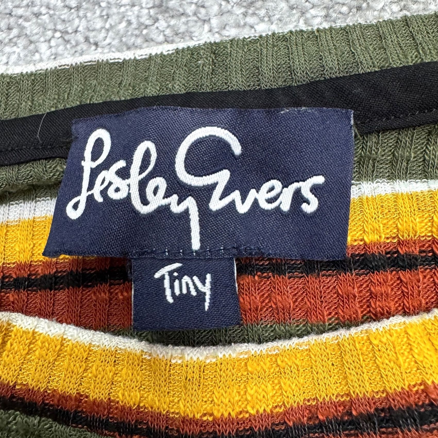Vintage Lesley Evers Sweater Pullover Top Women XS Green Yellow Striped Crew Knit Size XS / US 0-2 / IT 36-38 - 5 Thumbnail