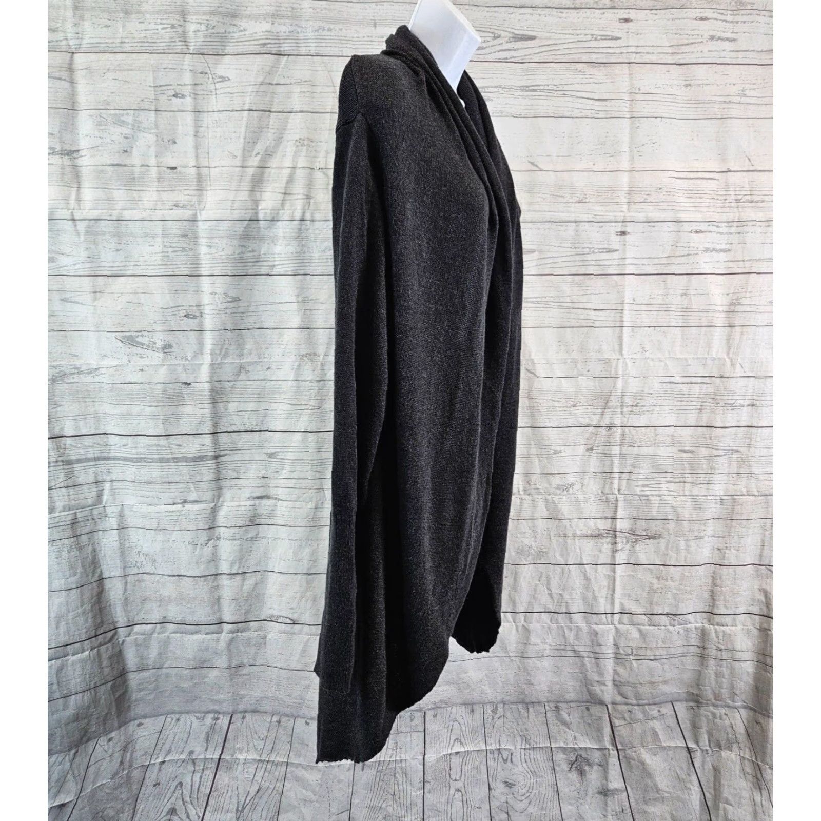 Vintage Leith Cardigan Womens Gray Open Front Long Sleeve Medium Cotton Rayon Sweater Size M Front Open Size M / US 6-8 / IT 42-44 - 3 Thumbnail
