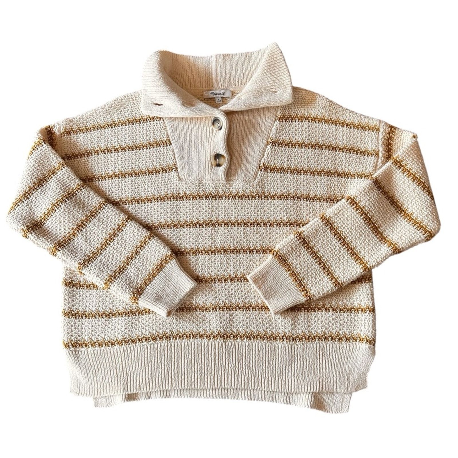 Madewell Madewell Canby Button Mockneck Sweater – Antique Cream Size S / US 4 / IT 40 - 6 Thumbnail