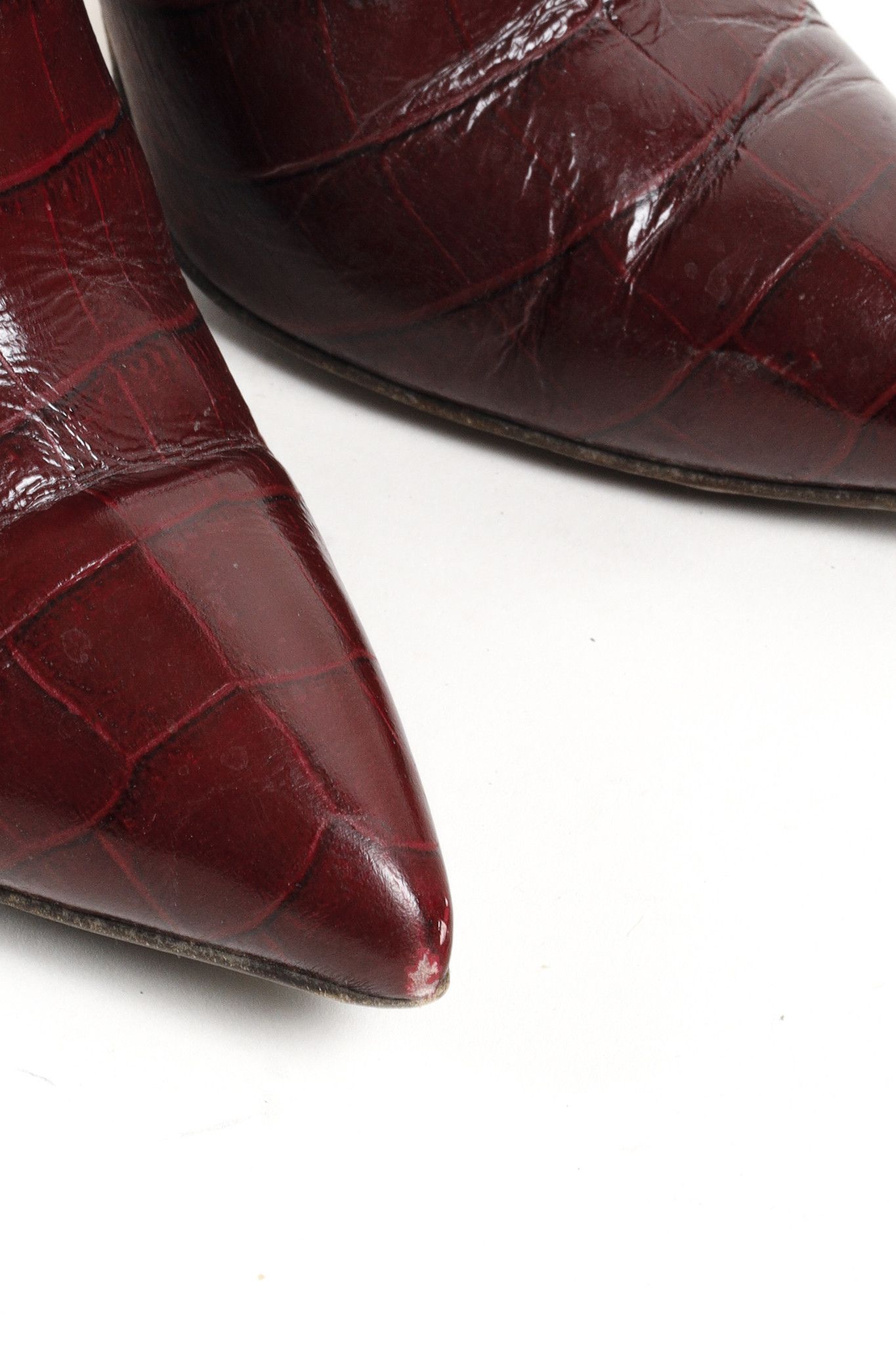 Paris Texas Paris Texas Burgundy Crocodile Embossed Boots Size US 6.5 / IT 36.5 - 7 Thumbnail