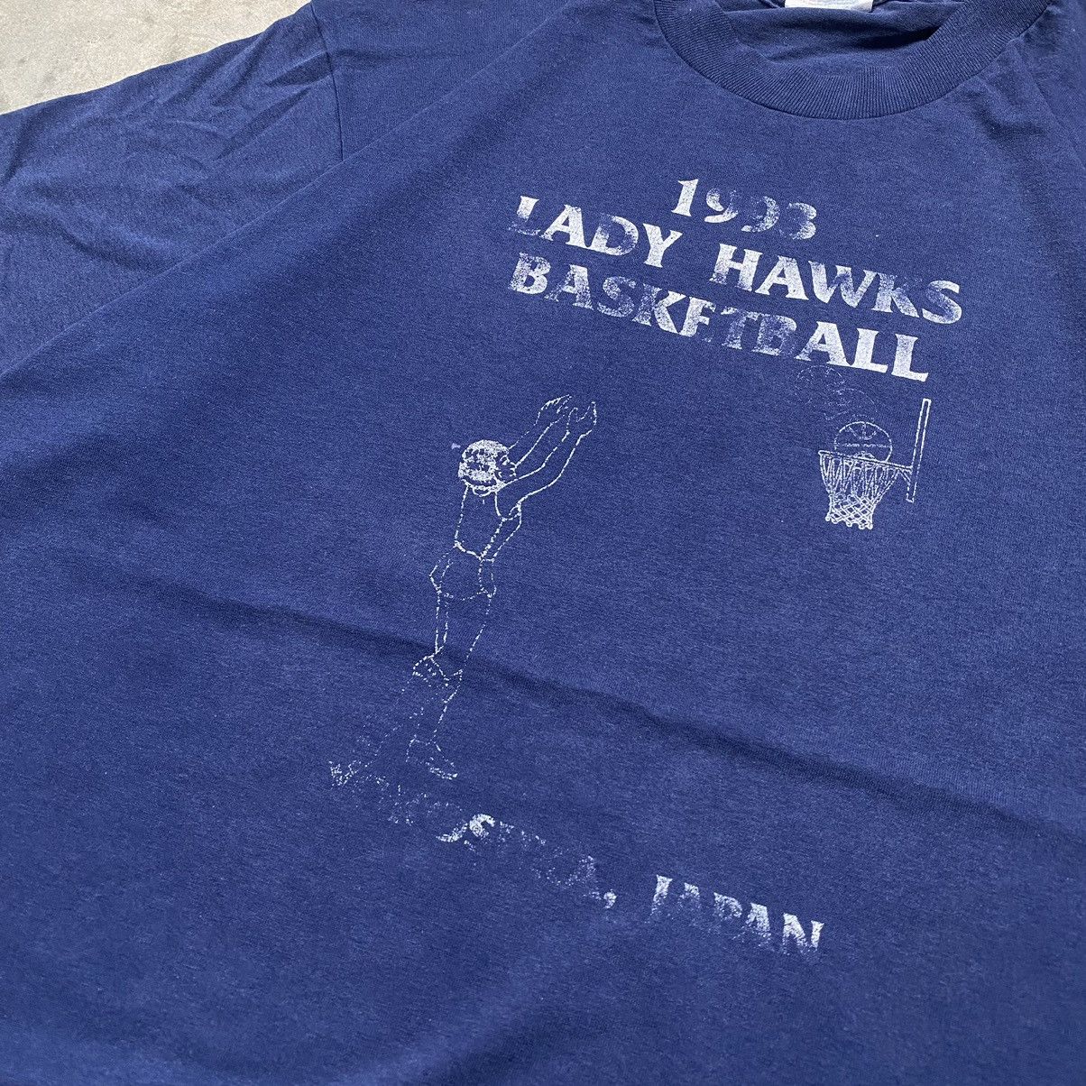 Japanese Brand × Vintage 90s 1993 Lady Hawks Basketball Yokosuka Japan Tee Size US L / EU 52-54 / 3 - 2 Thumbnail