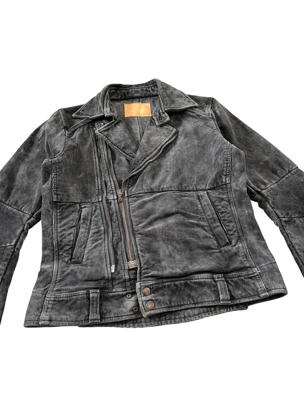 Issey Miyake 2000s Ayuite 🇯🇵 Washed Black Double Collar Corduroy Jacket Size US M / EU 48-50 / 2 - 6 Thumbnail