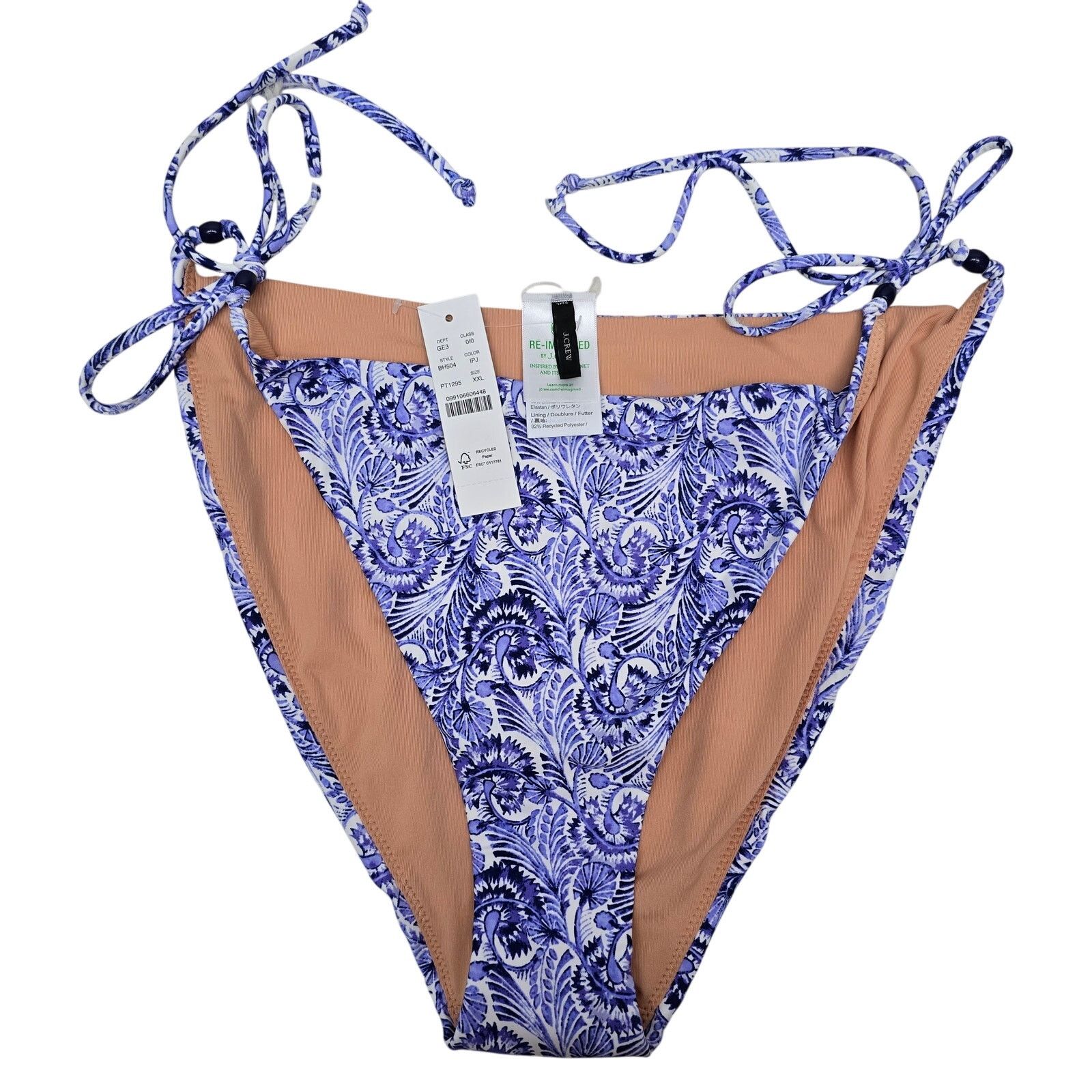 J.Crew NWT J. Crew Cheeky String Bikini Bottom w Beads Floral XXL Size ONE SIZE - 2 Thumbnail