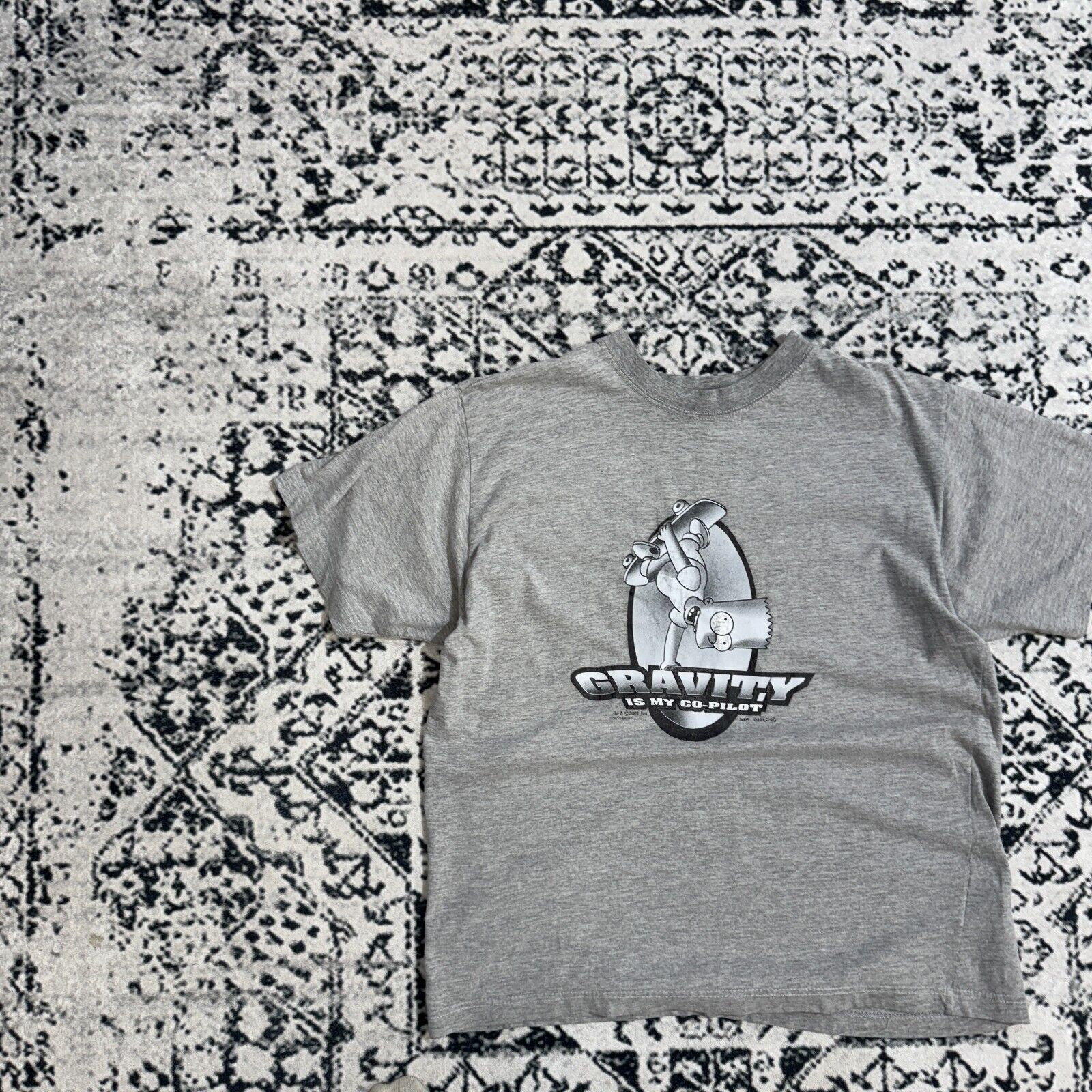 Vintage Vintage Gray Cotton T-Shirt Size M Bart Gravity Skate Y2K Size US M / EU 48-50 / 2 - 3 Thumbnail