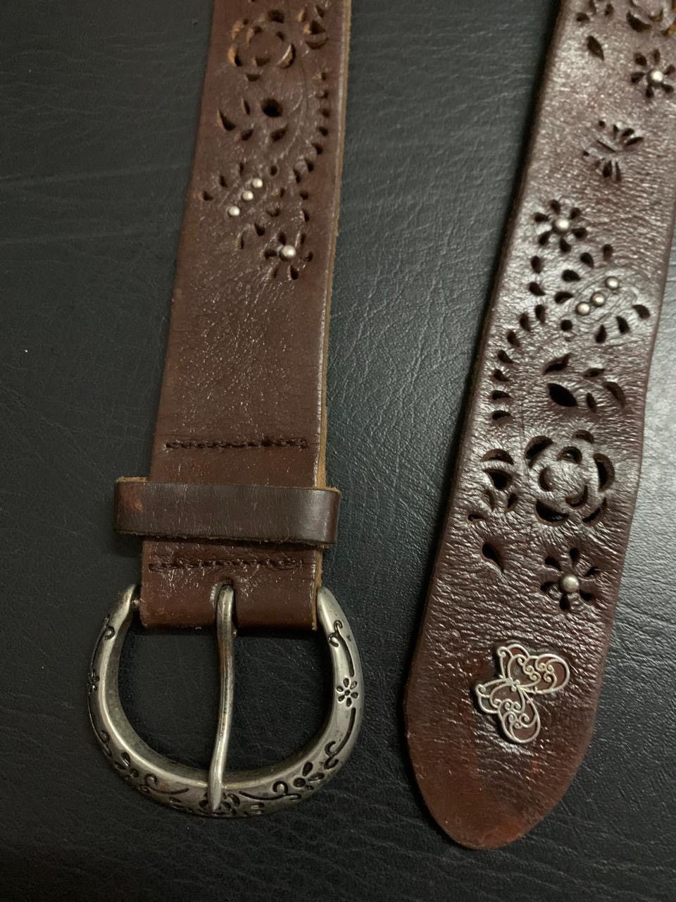 If Six Was Nine × Japanese Brand × Le Grande Bleu (L.G.B.) Brown leaf pattern leather belt Size ONE SIZE - 2 Thumbnail