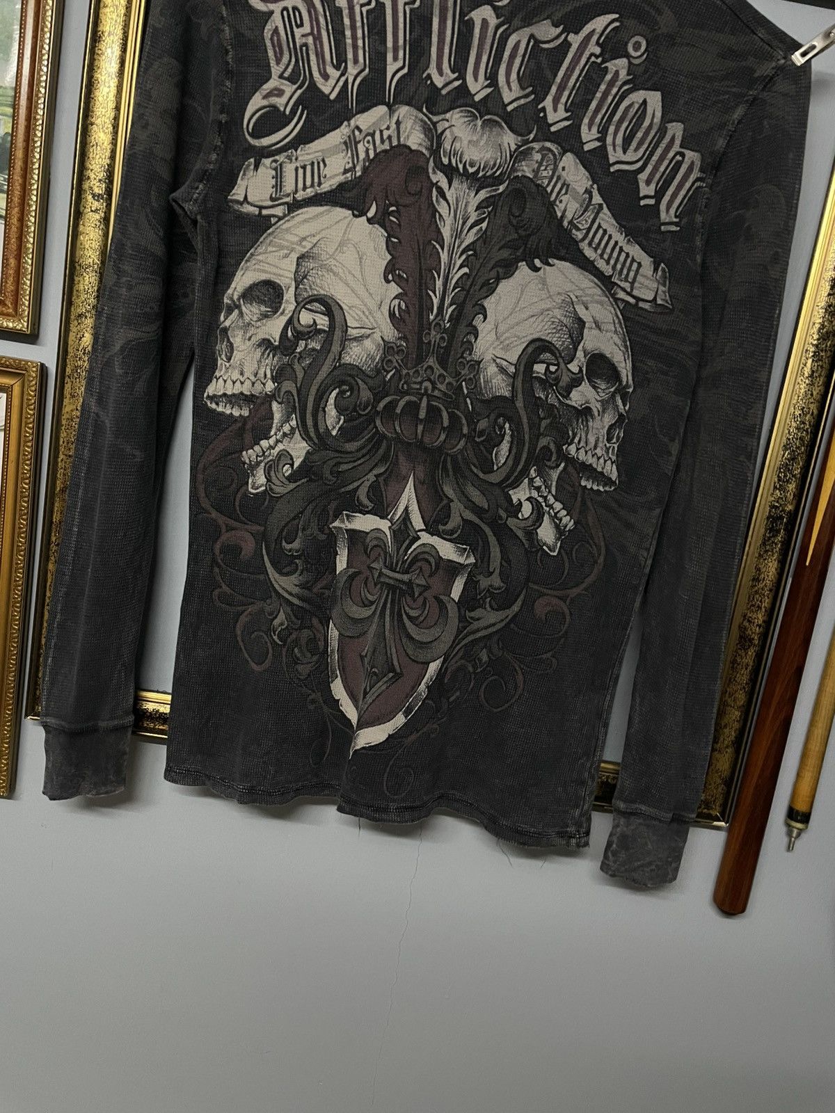 Affliction Vintage 1990s Designer Affliction Life Fast Die Young Skull Size US M / EU 48-50 / 2 - 2 Thumbnail