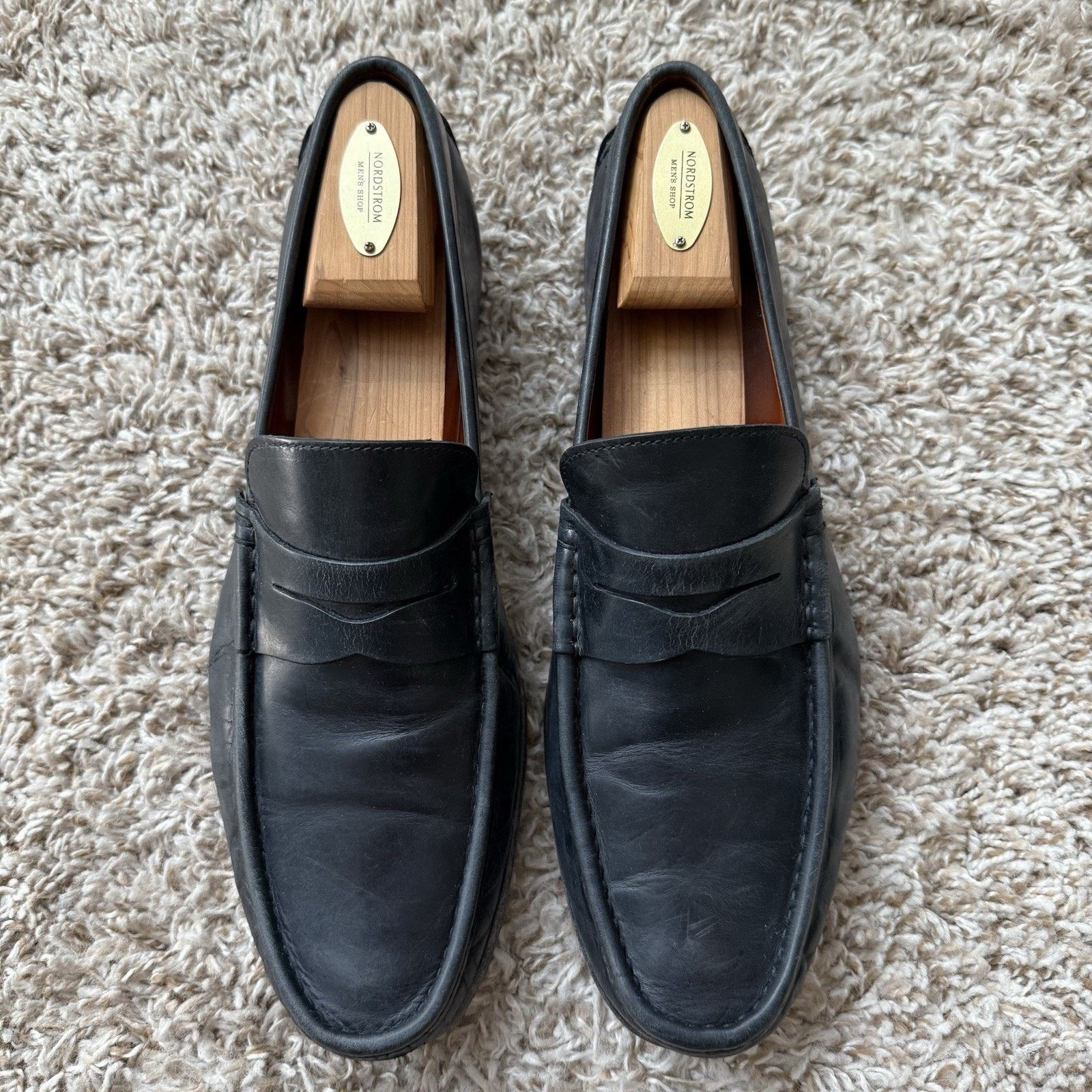 Santoni Santoni Slip On Black Leather Penny Loafers Made In Italy Size US 10 / EU 43 - 3 Thumbnail