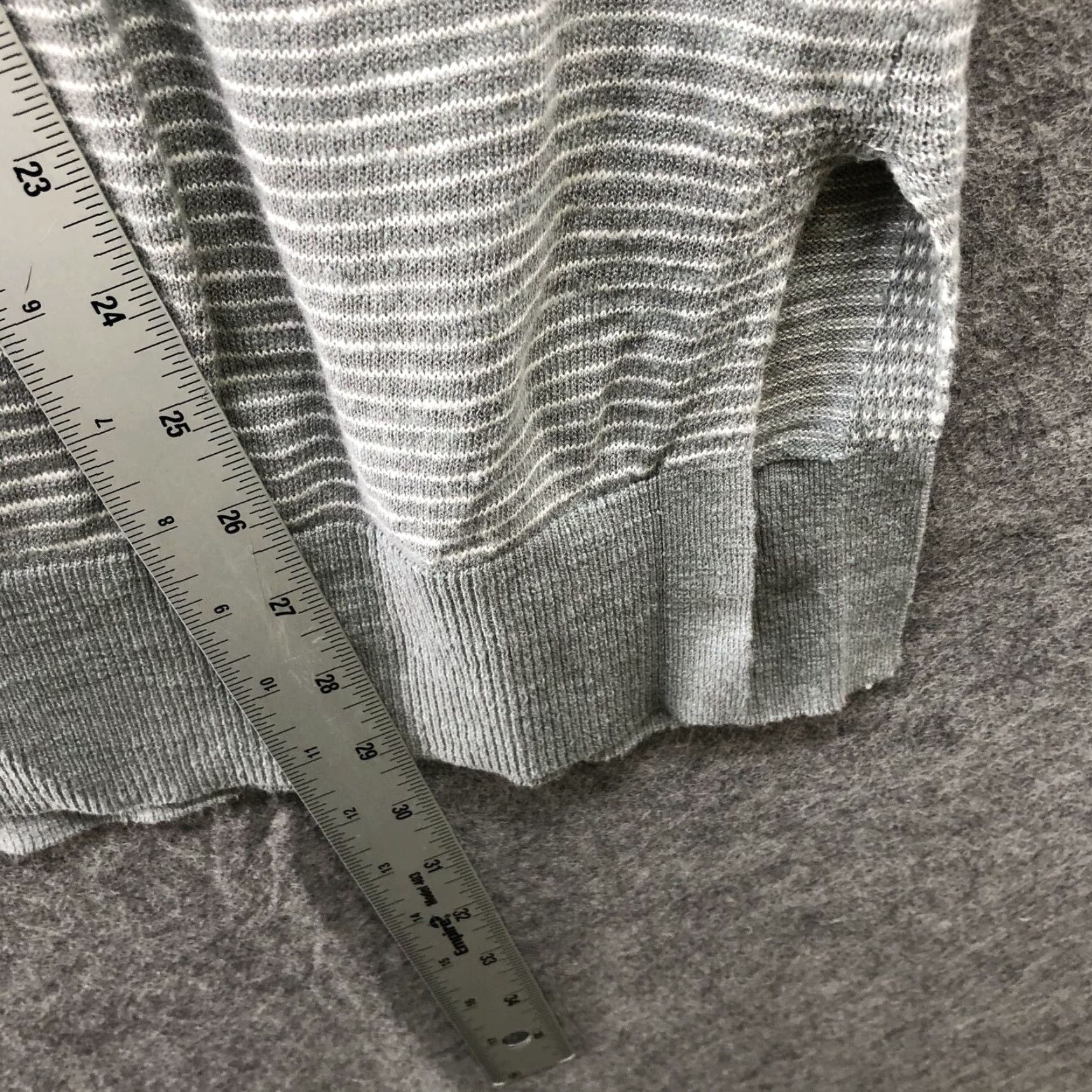 Gap Gap Cardigan Womens XL Gray Striped Slub Knit Lightweight Open Front Side Vents Size XL / US 12-14 / IT 48-50 - 6 Thumbnail