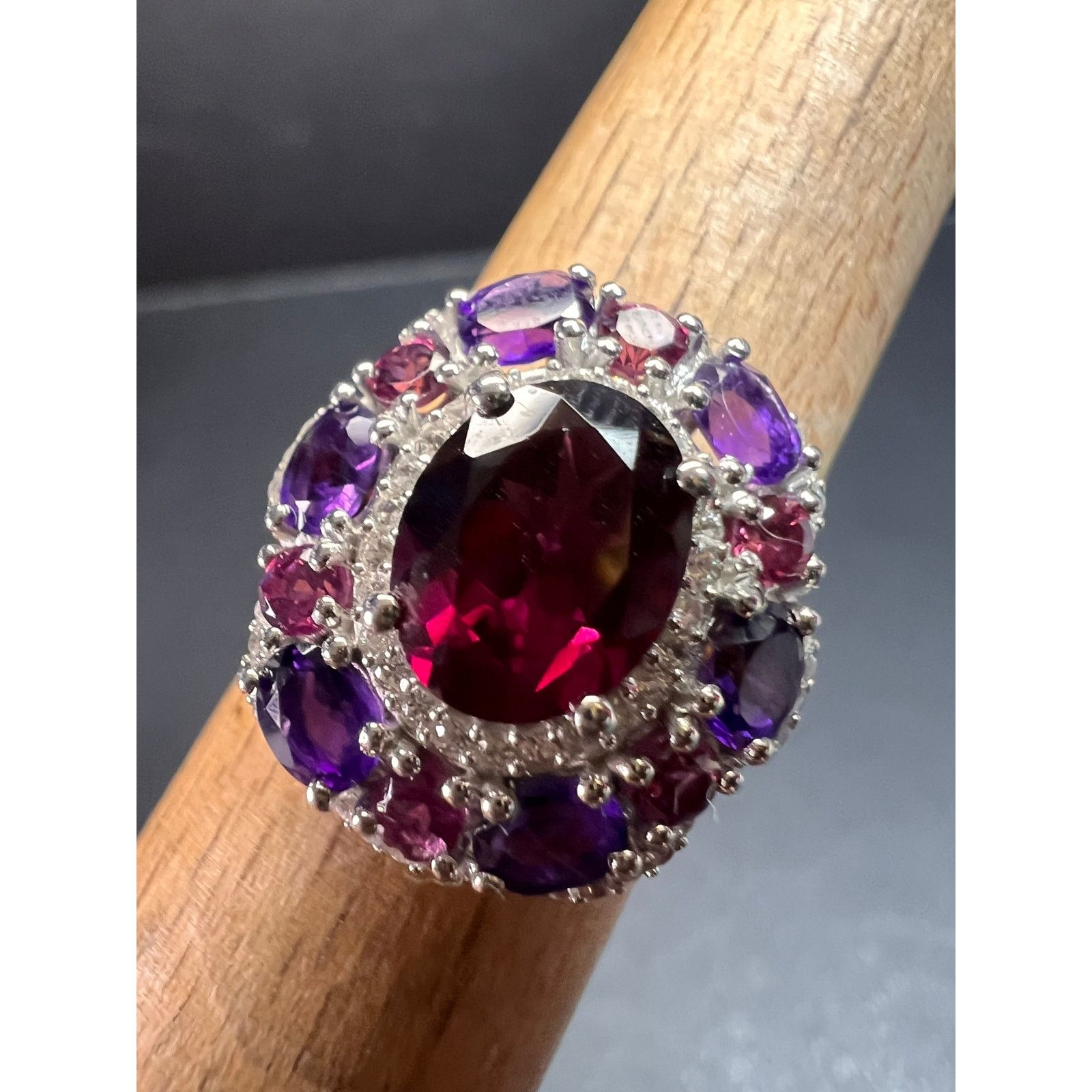 Other NEW rhodolite garnet and amethyst ring in 925 silver size 7 Size ONE SIZE - 9 Thumbnail