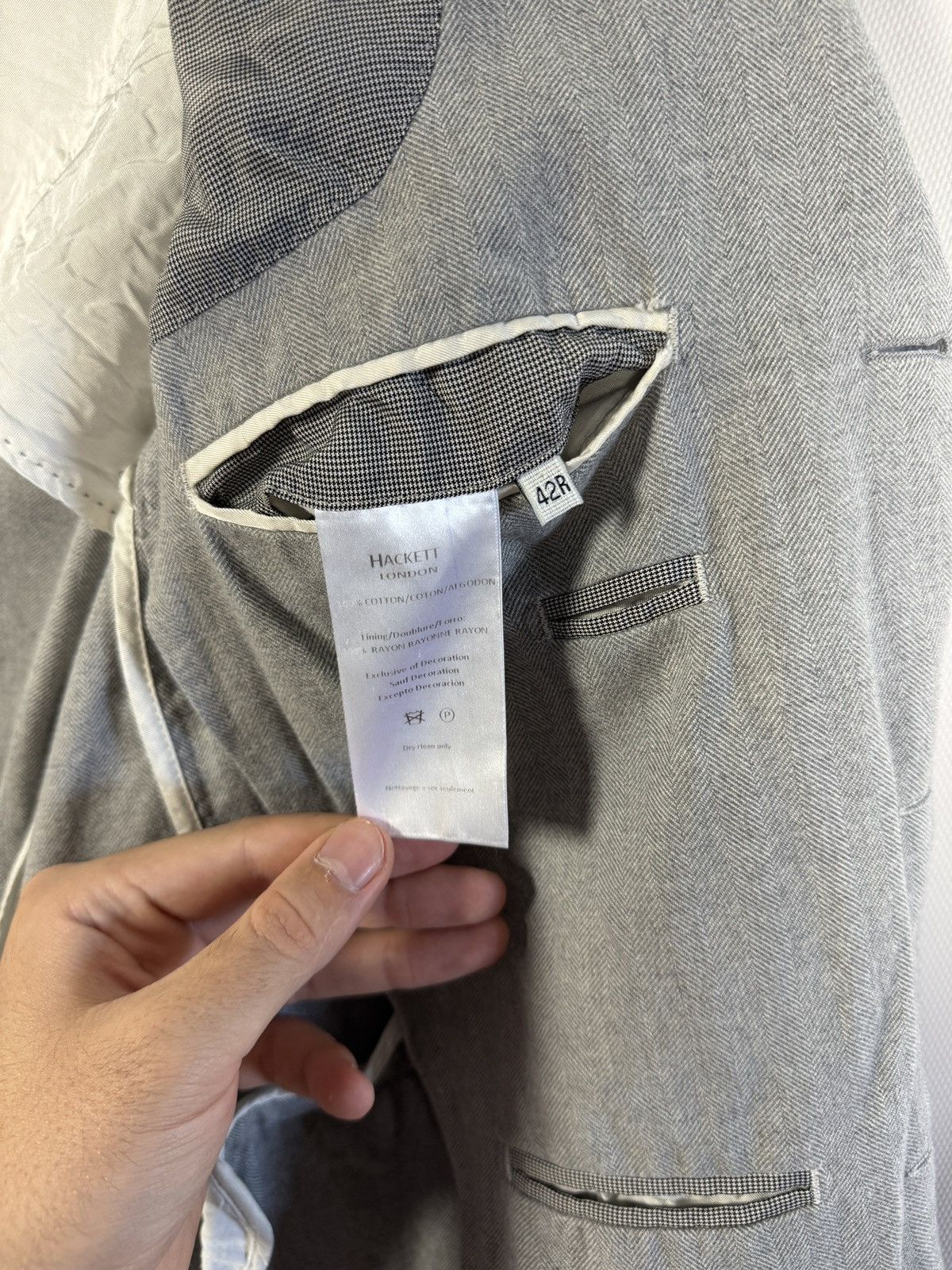 Hackett Hackett London Blazer With Elbow Patches Cotton Size 42R Size 42R - 8 Thumbnail