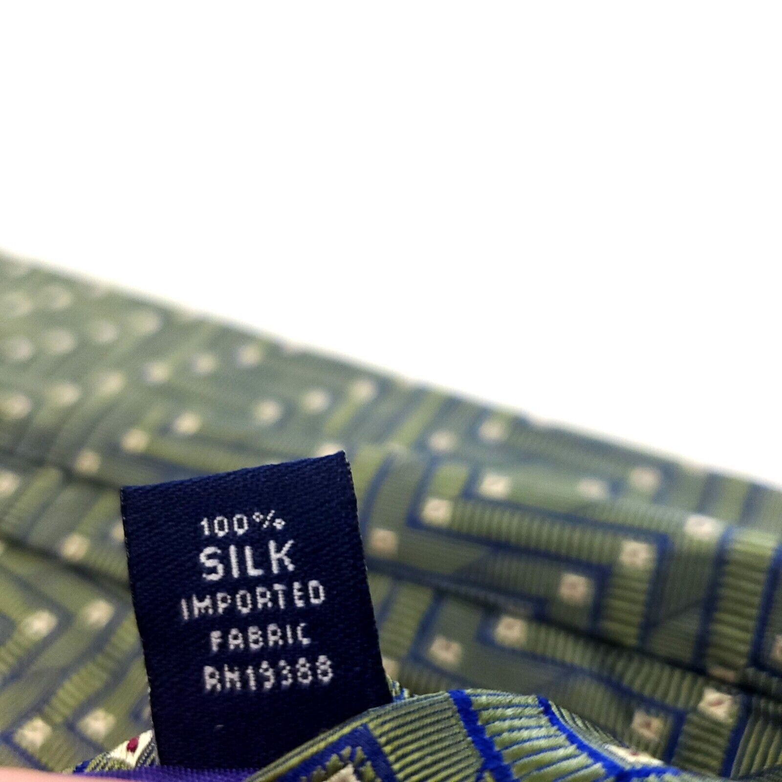 Nautica Nautica Green Silk Tie Woven Geometric Wide Size ONE SIZE - 6 Thumbnail