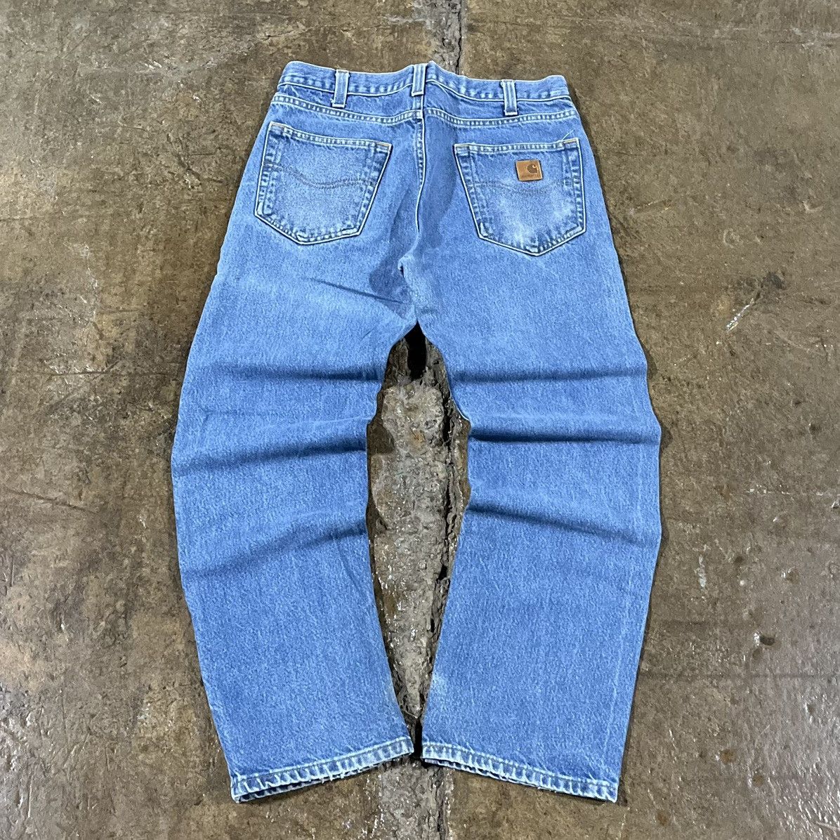 Pre-owned Carhartt X Vintage Crazy Vintage Y2k Carhartt Jeans Workwear Skater Essential In Blue