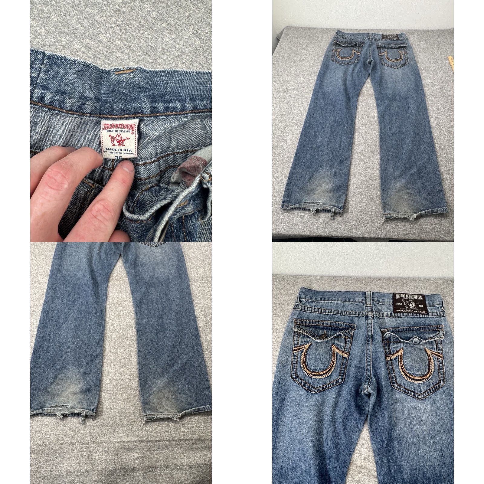 True Religion True Religion Jeans Mens 38x32 Joey Super T Straight Made USA Distressed Denim Size US 36 / EU 52 - 8 Thumbnail