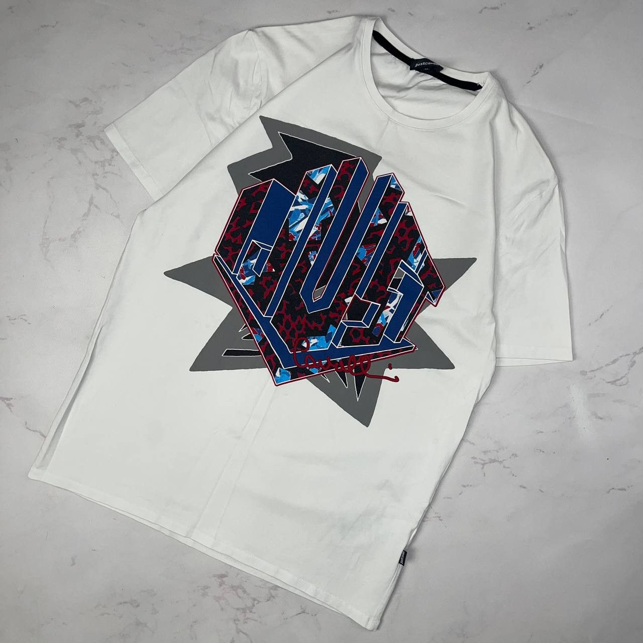 Just Cavalli Streatwear X Just Cavalli Graphic Logo T-Shirt White Sz XL Size US XL / EU 56 / 4 - 1 Thumbnail