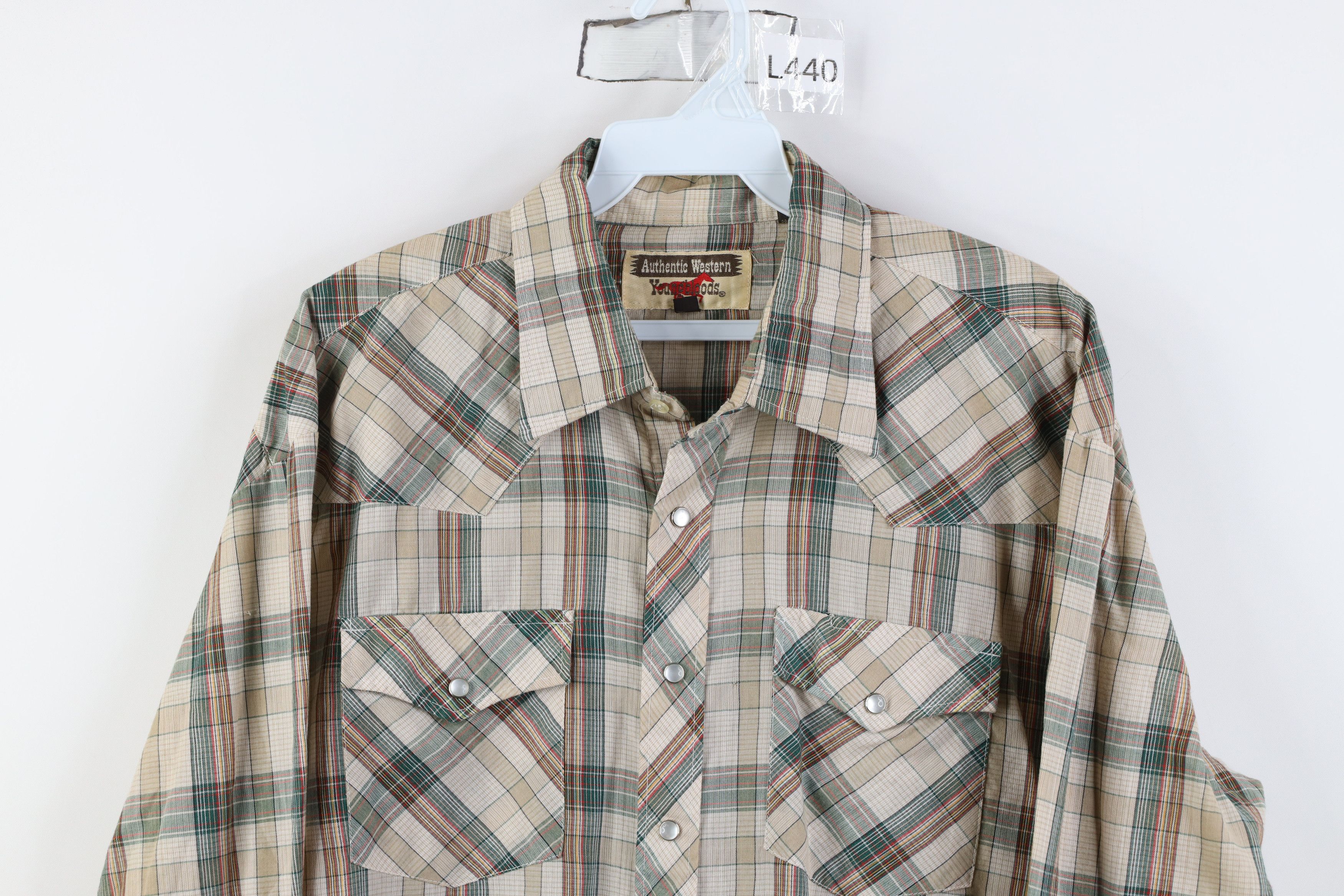 Vintage Vintage 70s Streetwear Rodeo Cowboy Snap Button Shirt Plaid Size US L / EU 52-54 / 3 - 2 Thumbnail