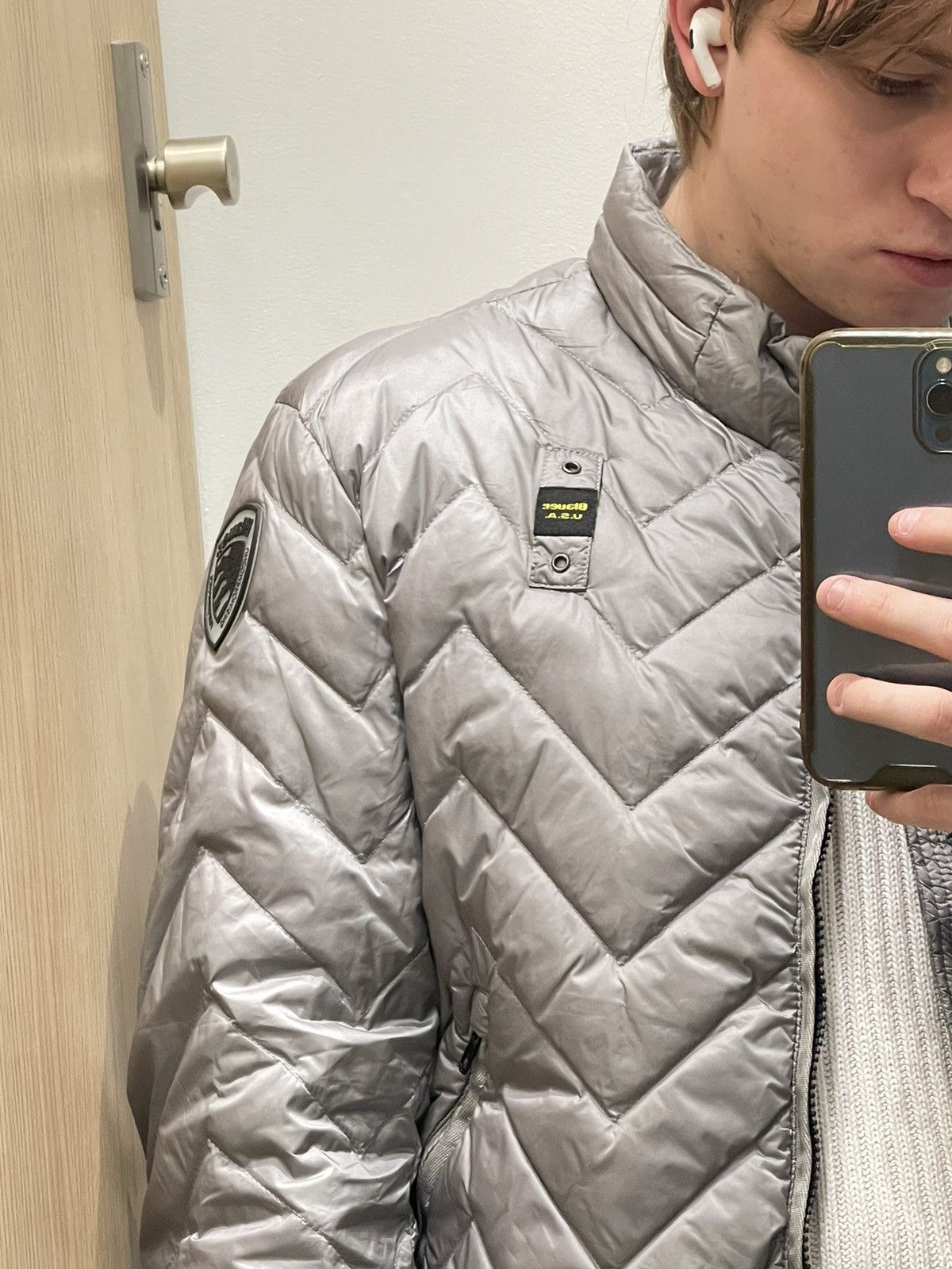 Other Blauer USA Sleeve Logo Quilted Grey Light Puffer Jacket Size US M / EU 48-50 / 2 - 6 Thumbnail