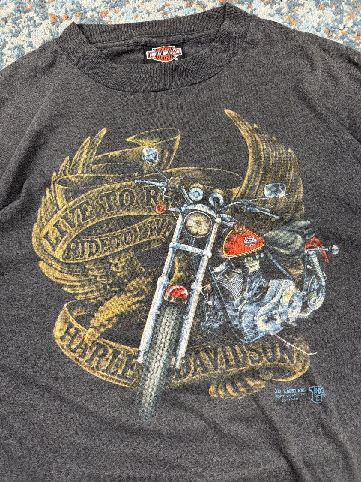 Harley Davidson × Vintage Ultra rare 1989 3D Emblem Harley Davidson love to ride tee Size US XL / EU 56 / 4 - 7 Thumbnail