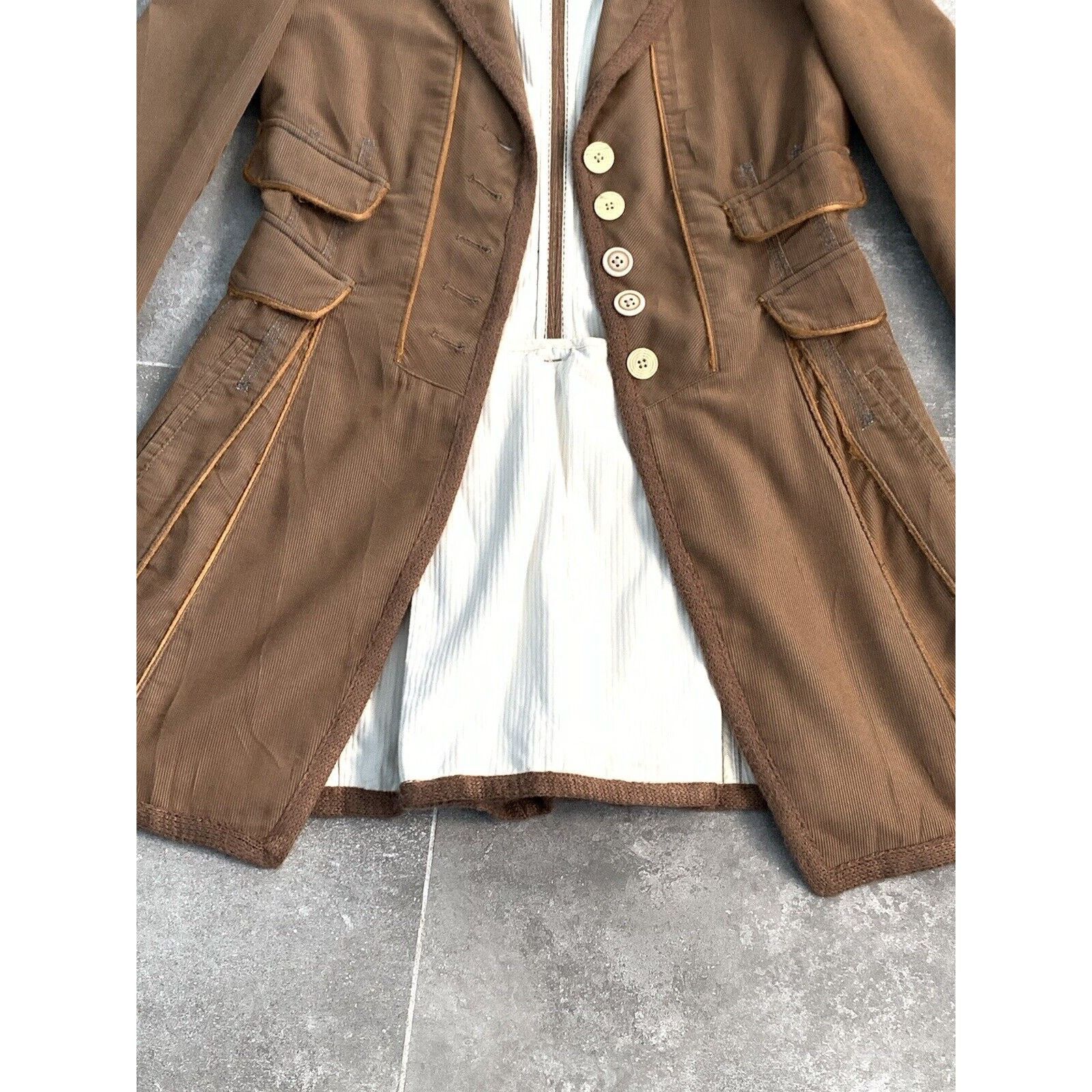 Designer × Marithe + Francois Girbaud MARITHE FRANCOIS GIRBAUD Corduroy Trench Coat UK 10 EU 38 SM Size M / US 6-8 / IT 42-44 - 19 Thumbnail