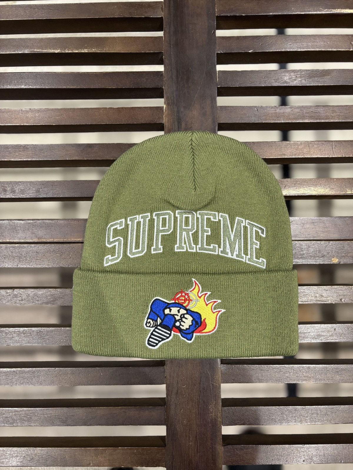 Supreme Supreme Duck Down Records Beanie Light Olive Size ONE SIZE - 1 Thumbnail