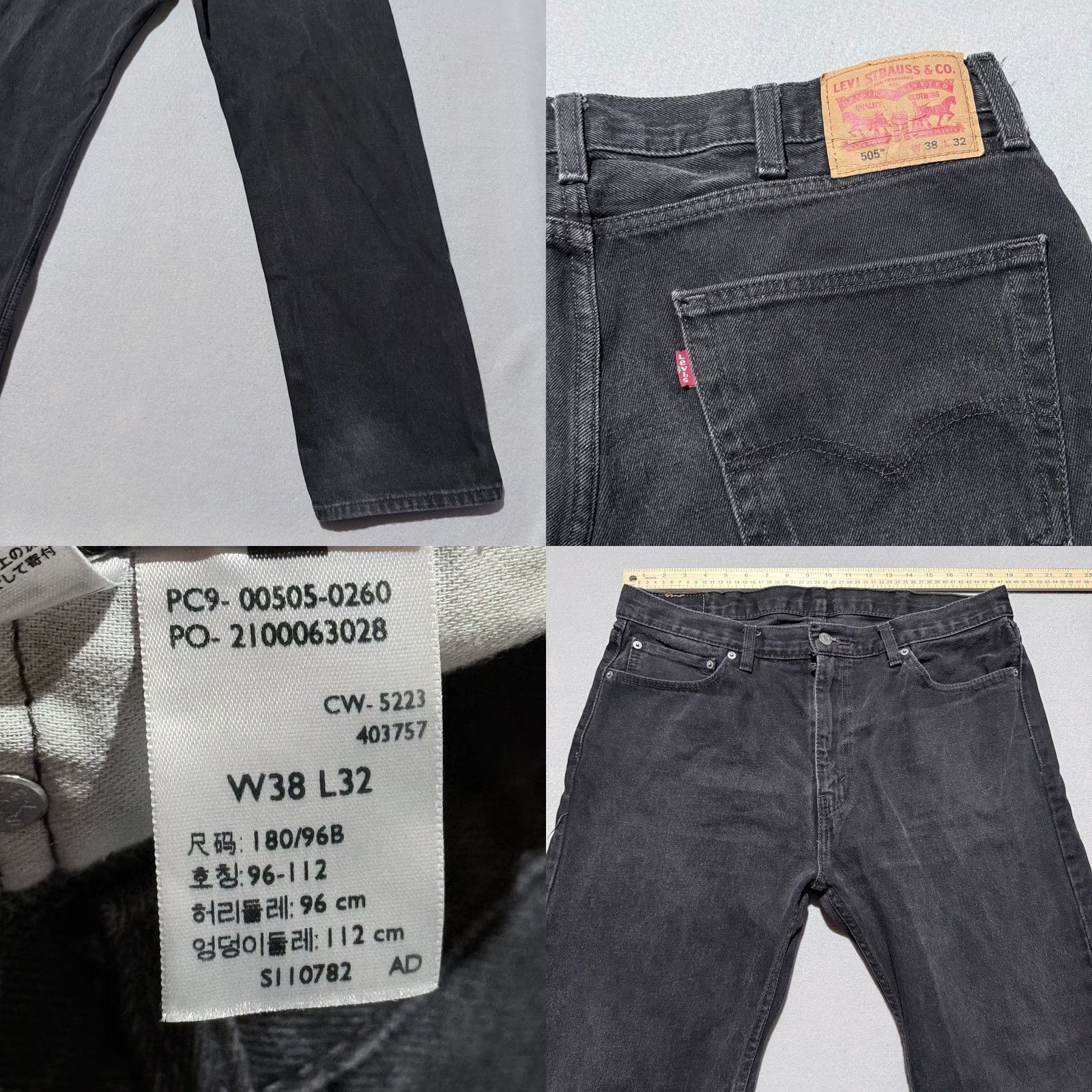 Levi's Levi's 505 Jeans Men's Black Denim Mid Rise Zip Fly Straight Leg 38x32 Regular Men Jeans Black Levi's 505 Cowboy Pattern Holiday 90s Mens Size US 38 / EU 54 - 8 Thumbnail