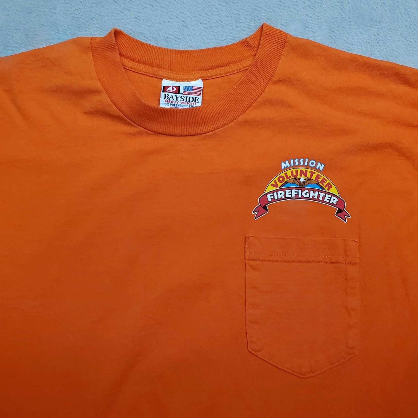 Vintage VTG Firefighter Shirt Men L Orange Mission Montana Flathead Volunteer TEE Size US L / EU 52-54 / 3 - 2 Thumbnail