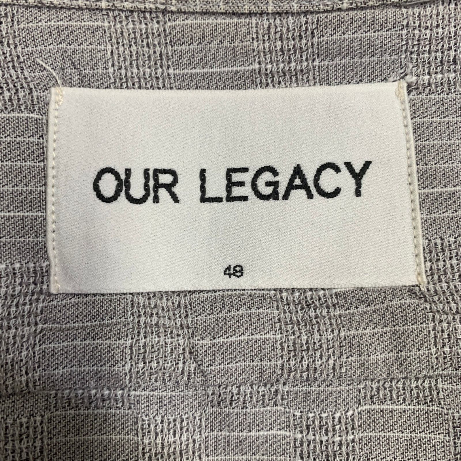 Our Legacy Grey White Cotton Button Down Collar One Pocket Long Sleeve Size US S / EU 44-46 / 1 - 8 Thumbnail