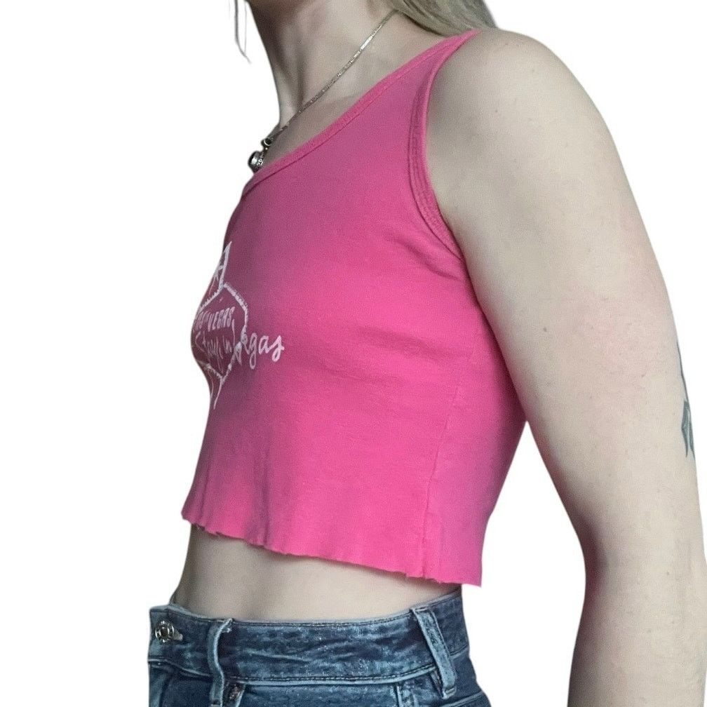 Anvil Anvil Pink Las Vegas Cropped Graphic Tank Top Size M / US 6-8 / IT 42-44 - 3 Thumbnail