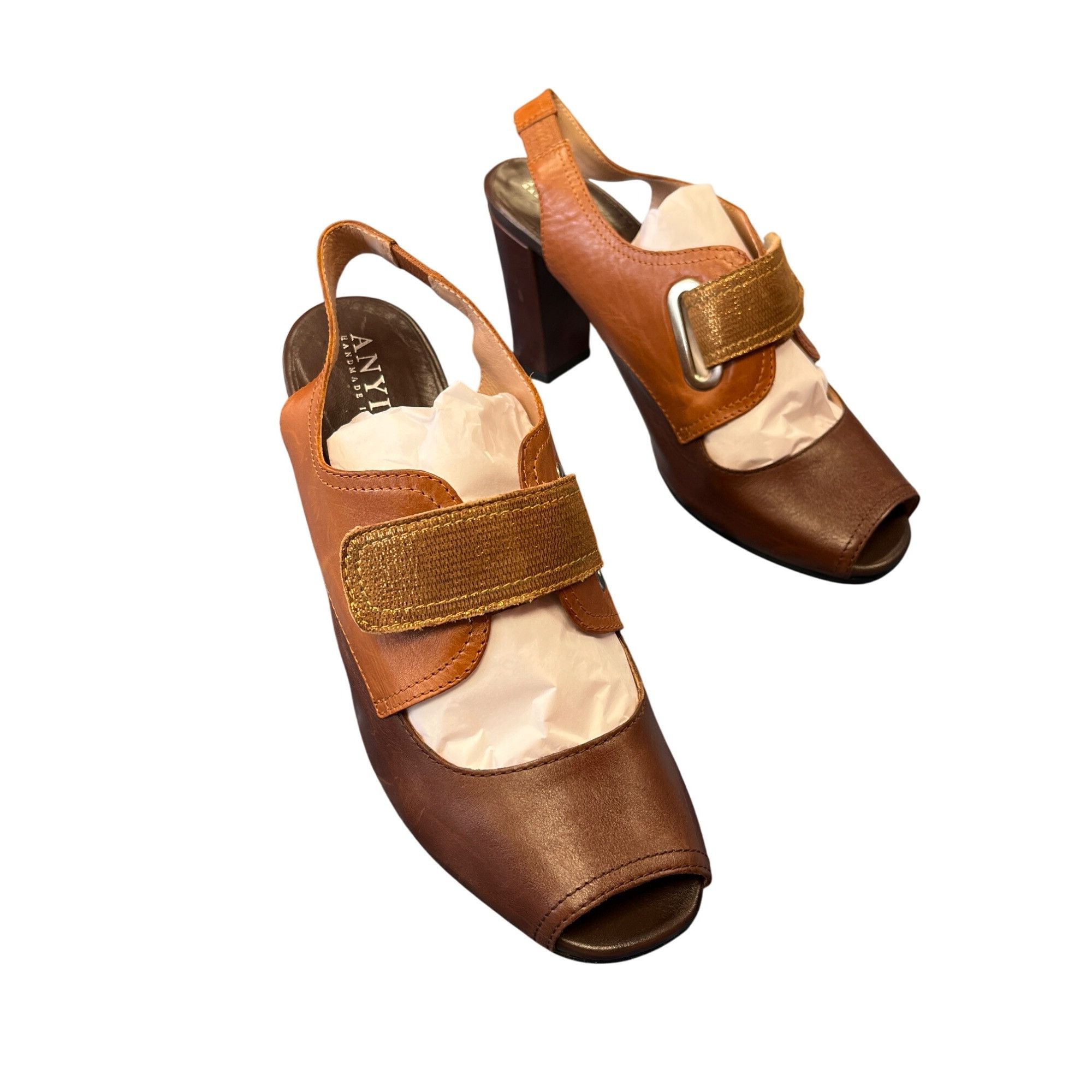 Other Anyi Lu Womens Brown Leather Slingback Heals Sz 38 SKU 8947 Size US 8 / IT 38 - 15 Thumbnail