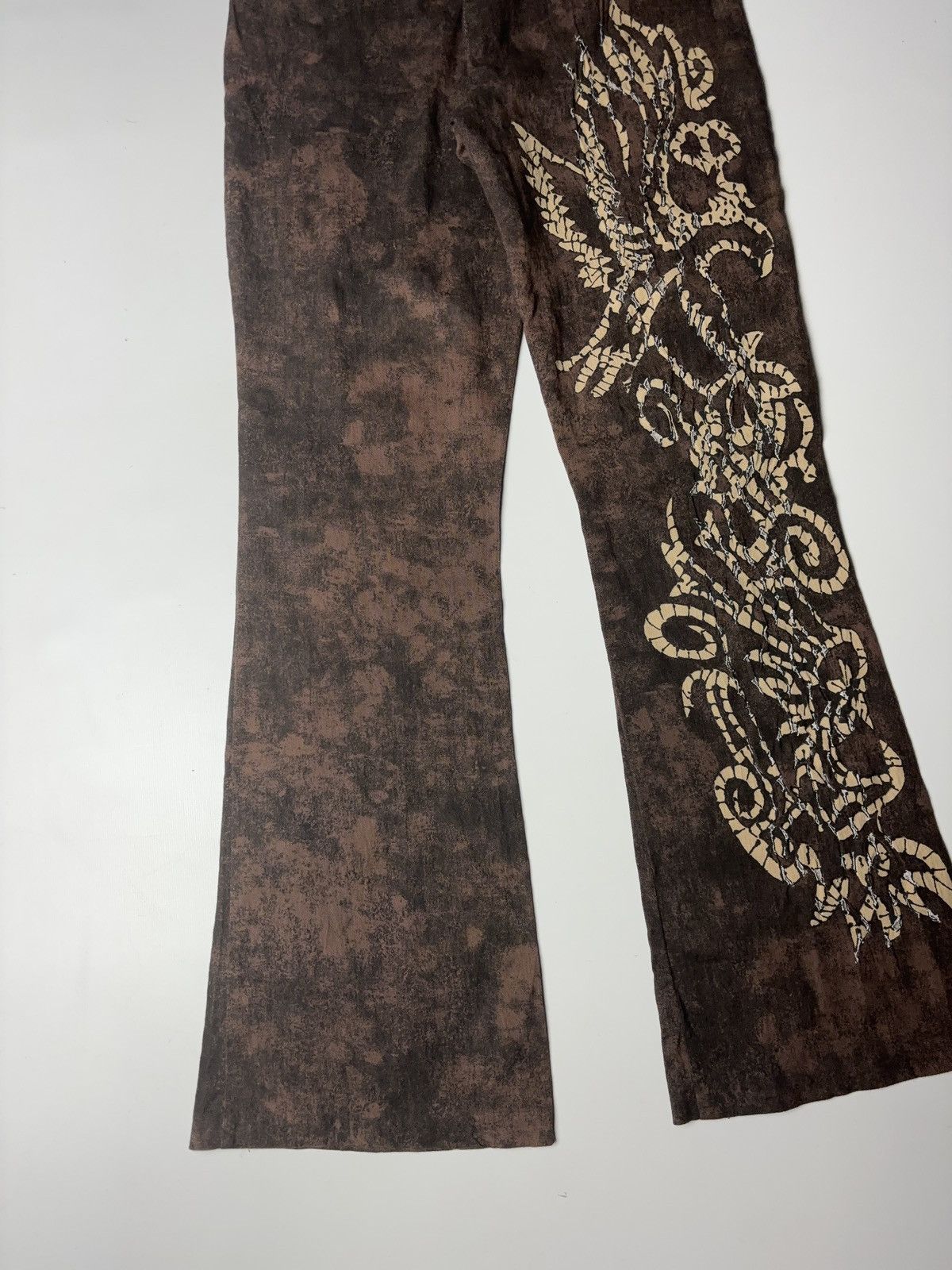 Vintage ITALIAN VINTAGE TIE-DYE AVANT GARDE PRINTED FLARED PANTS Size 27" / US 4 / IT 40 - 10 Thumbnail