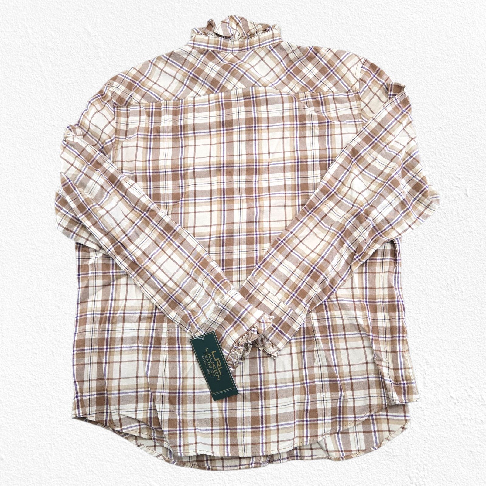 Ralph Lauren Y2K Ralph Lauren Plaid Tan Ruffle Button Up Blouse Size XL Size XL / US 12-14 / IT 48-50 - 11 Thumbnail