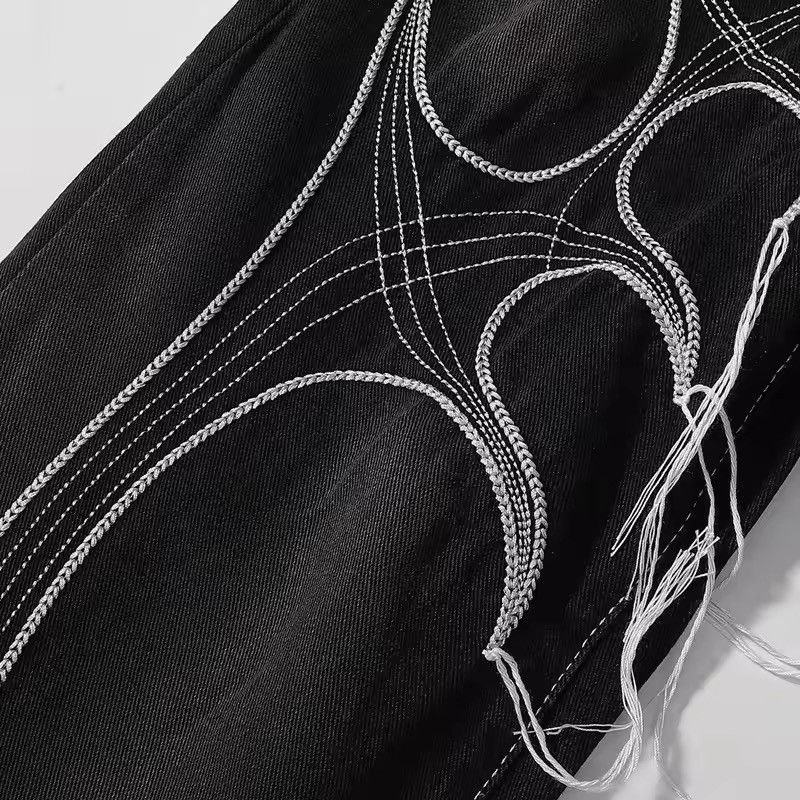 Vintage Embroidery String Stacked Black Jeans Size US 34 / EU 50 - 7 Thumbnail