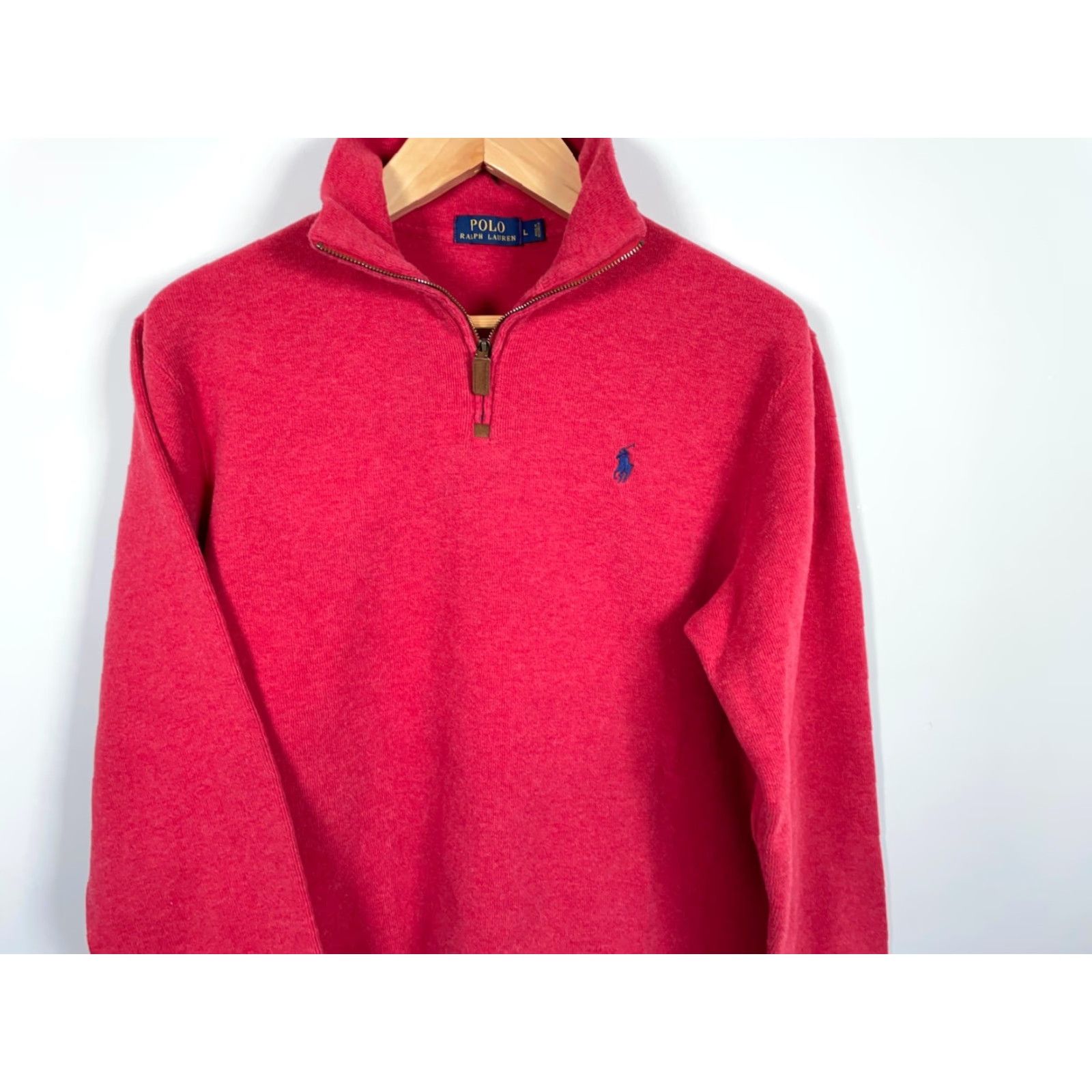 Polo Ralph Lauren Polo Ralph Lauren Sweater Men Large Red 1/4 Zip Cotton Pullover Knit Preppy Size US L / EU 52-54 / 3 - 4 Thumbnail