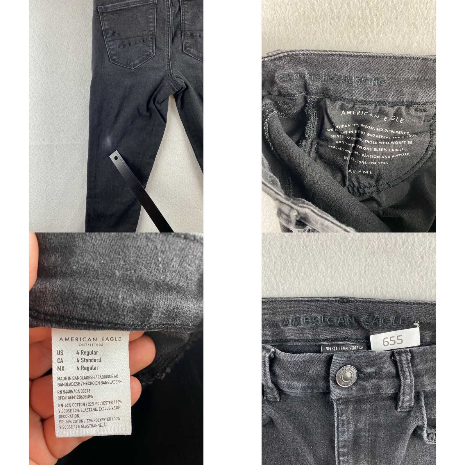 American Eagle Outfitters American Eagle Jeans 4 Womens Black Curvy High-Rise Ankle Jegging Stretch Denim Size 27" / US 4 / IT 40 - 8 Thumbnail