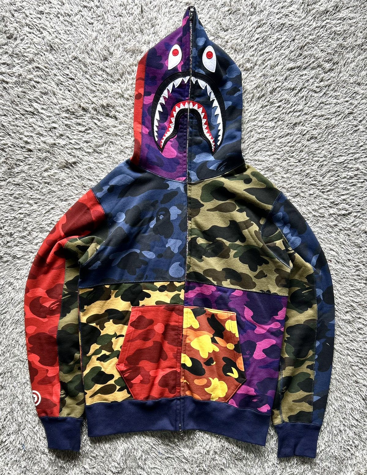 Bape 💥HOLY GRAIL💥 BAPE CRAZY MIX CAMO SHARK FULL ZIP UP HOODIE Size US L / EU 52-54 / 3 - 1 Thumbnail