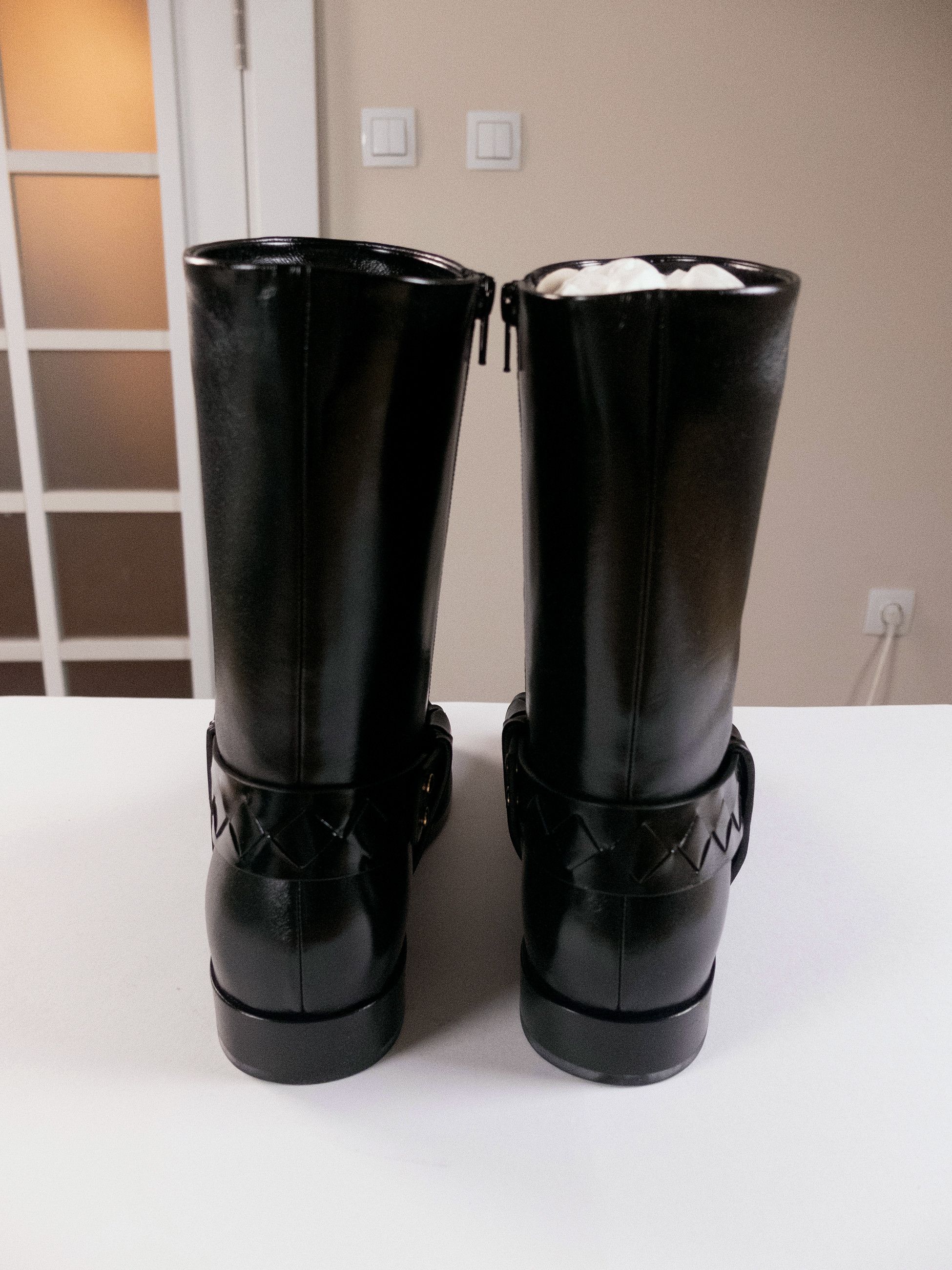 Bottega Veneta BOTTEGA VENETA Achille black leather tubular boots 10 43 q Size US 10 / EU 43 - 10 Thumbnail
